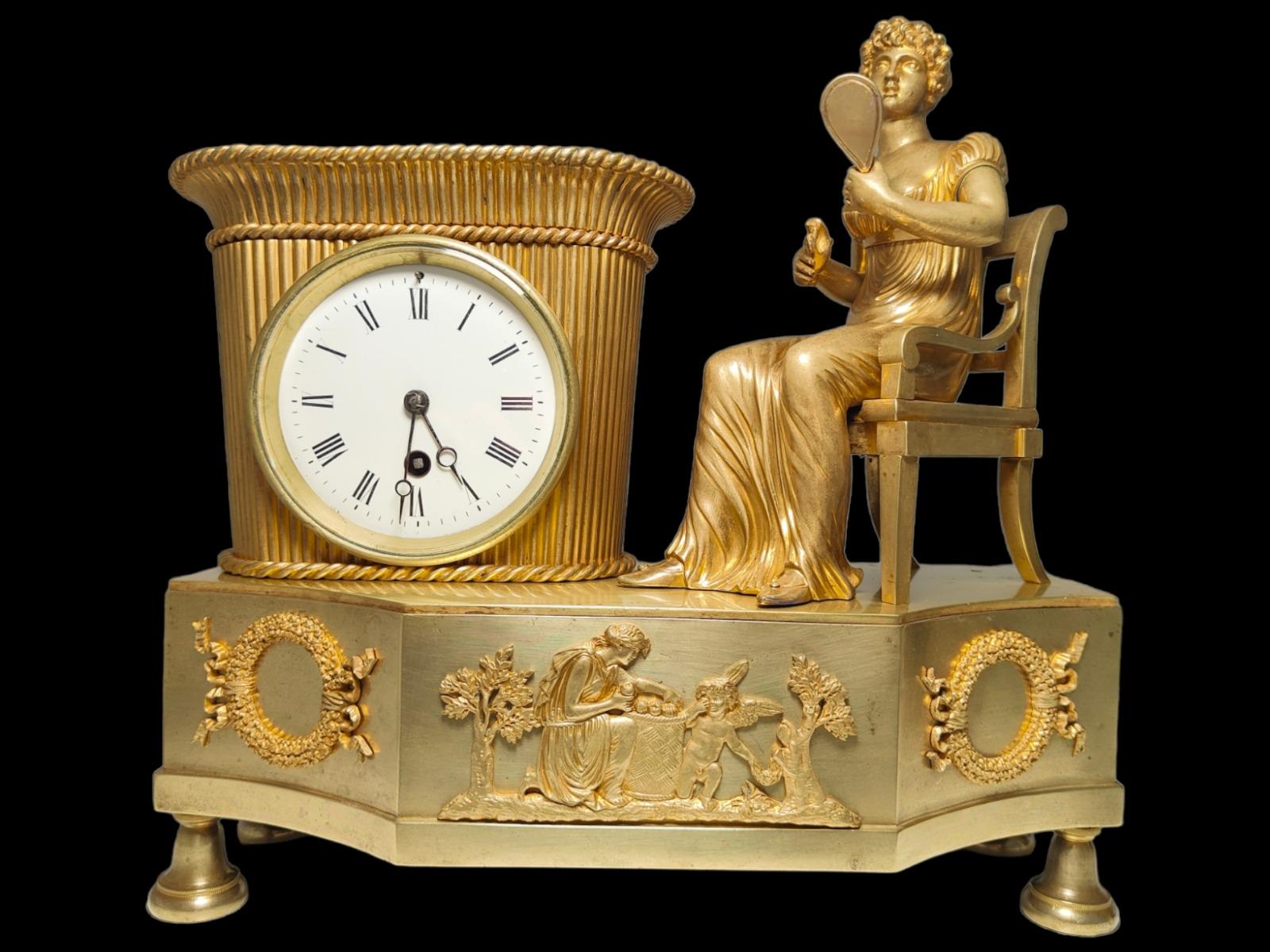 Bronze-Uhr Empire des 19. Jahrhunderts im Angebot 5