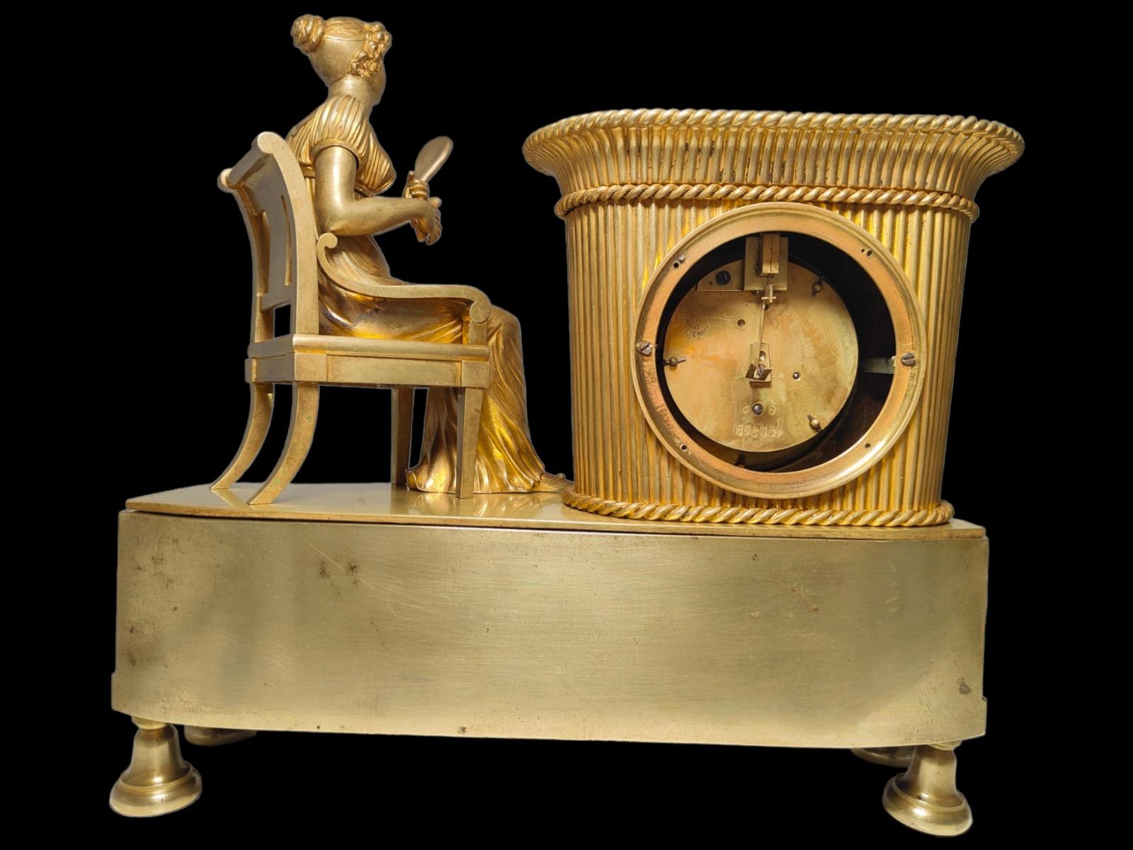 Elegant 19th Century Bronze Clock Empire For Sale 2
