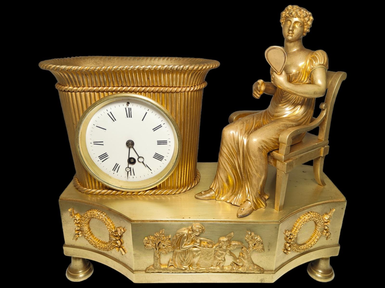 Bronze-Uhr Empire des 19. Jahrhunderts im Angebot 4