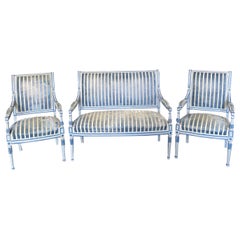 Elegant 19th Century Carved & Painted French Empire Salon Set