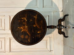 Elegant 19th-Century Chinese Round Table with Hand-Painted Lake Scenes