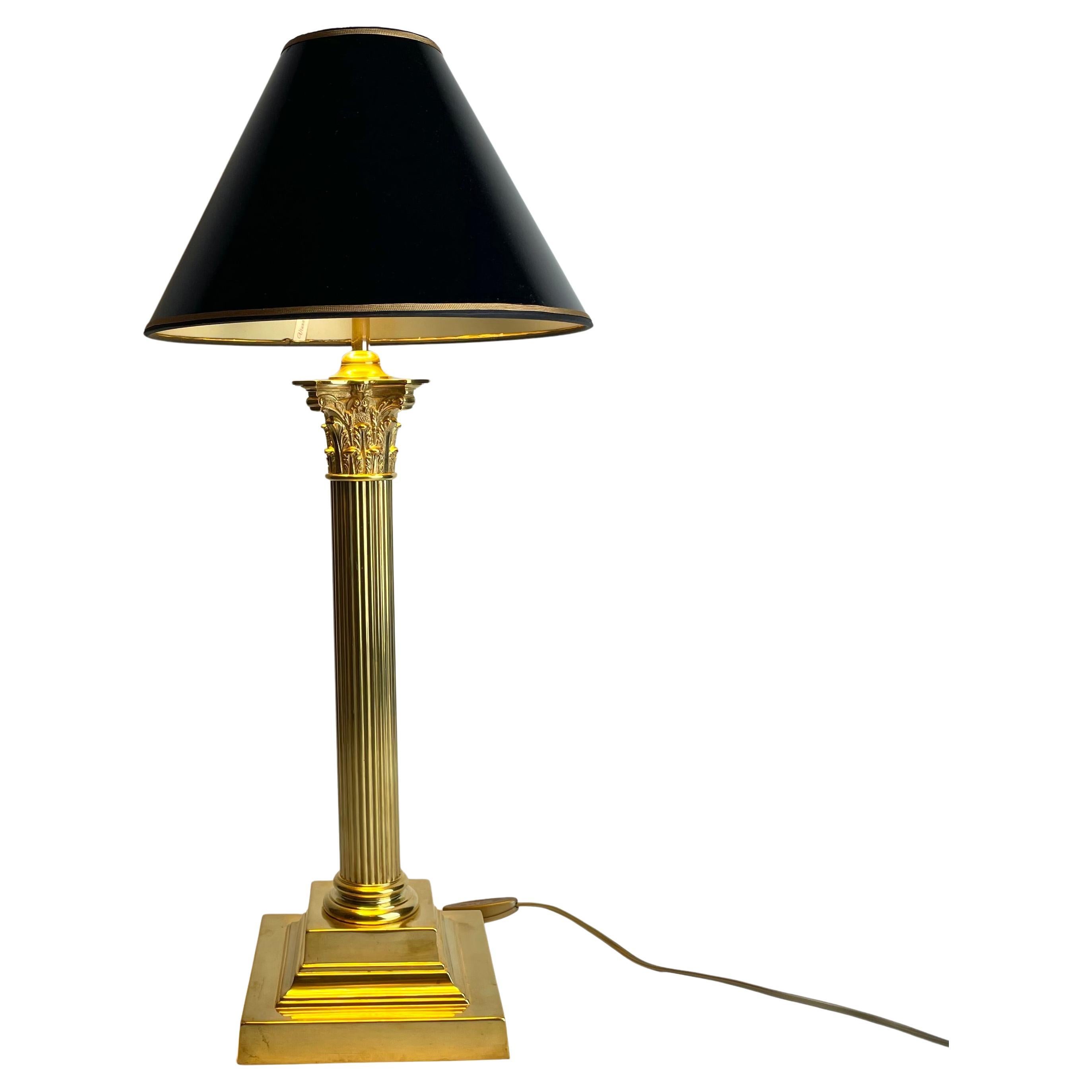 Elegant 19th Century Classical Brass Table Lamp, Converted from an Oil Lamp