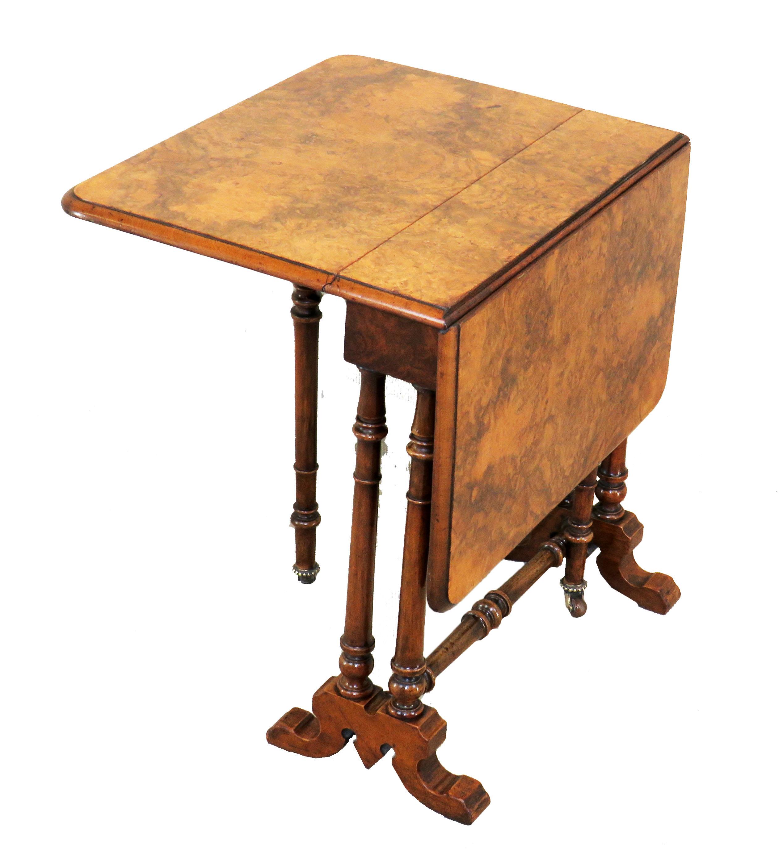 Elegant 19th Century English Burr Walnut Baby Sutherland Table 2