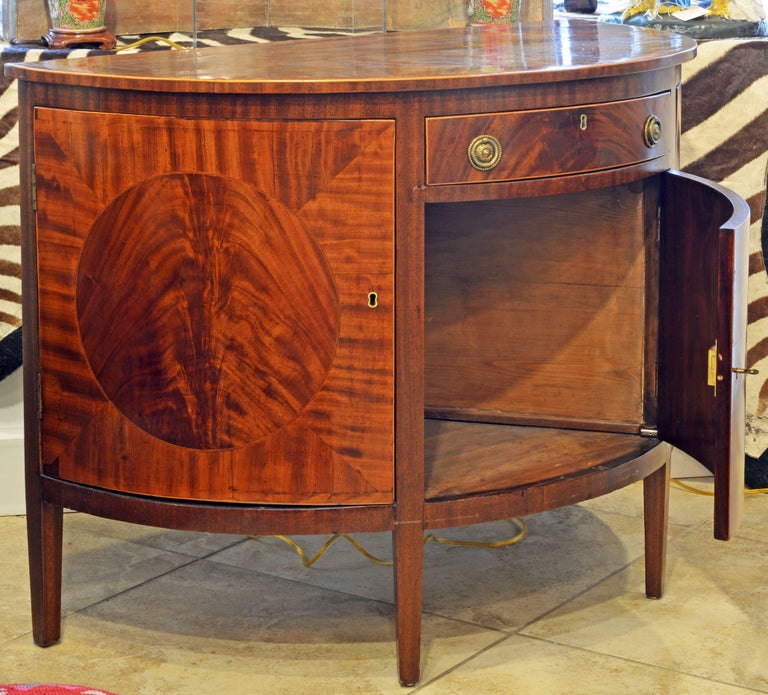 Elegant 19th Century English Georg III Inlaid Mahogany Demilune Console ...