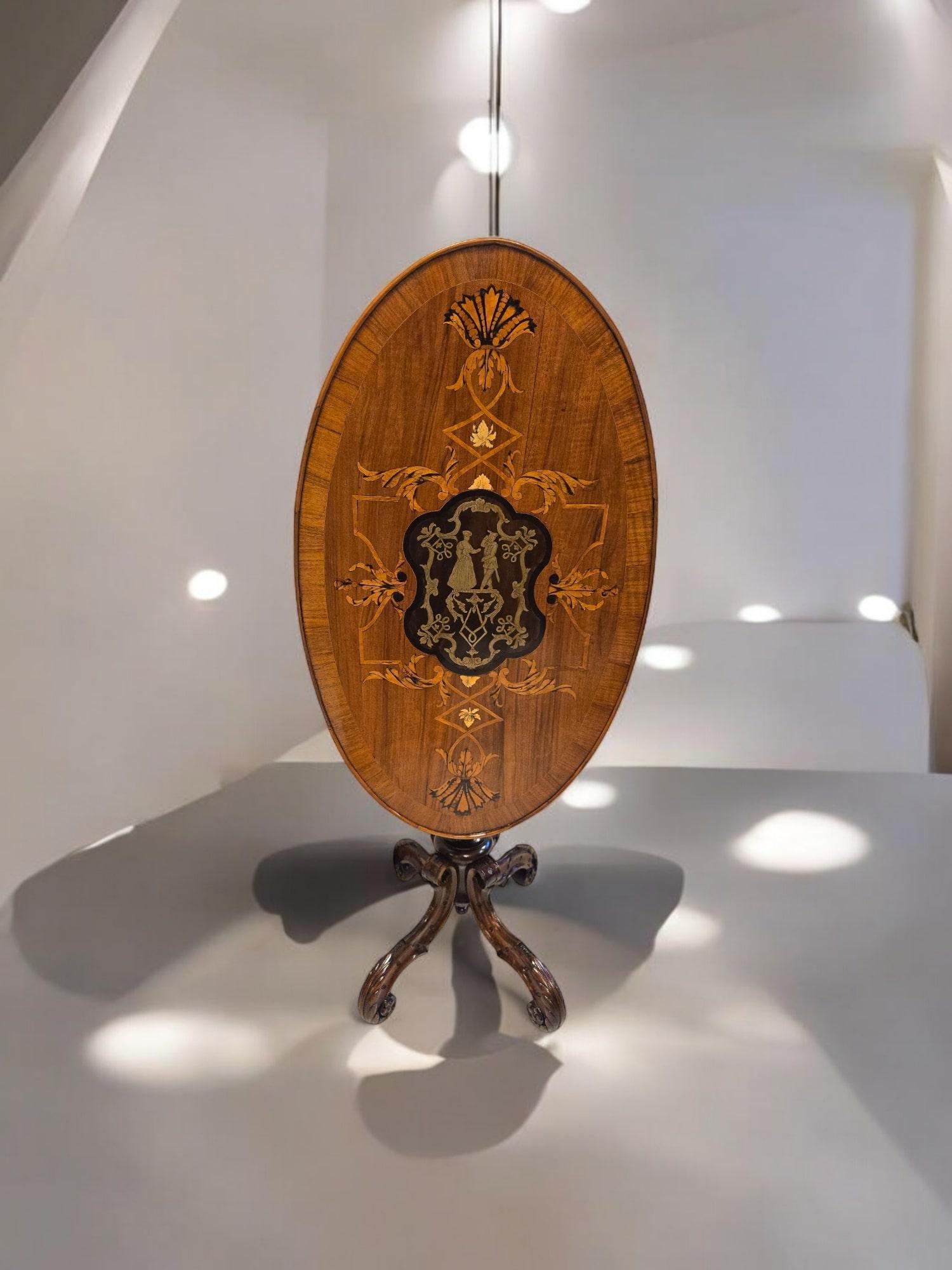 Elegance Table anglaise du 19e siècle en marqueterie de bois exotiques en vente 8