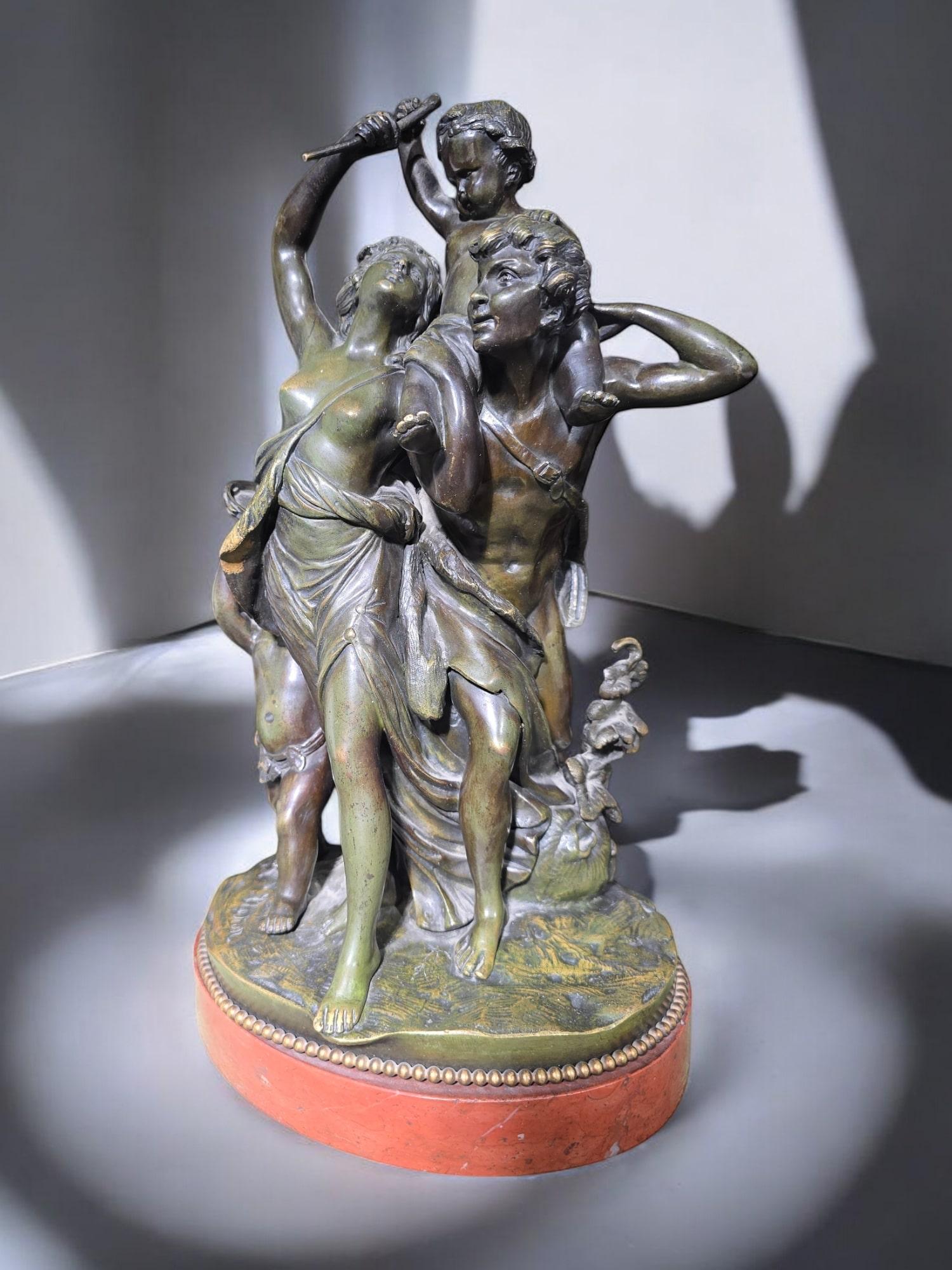 Eleganza della scultura in bronzo francese del XIX secolo firmata Clodion in vendita 9