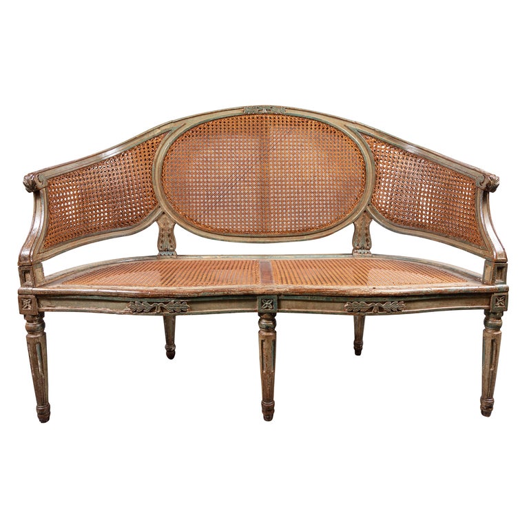 Elegant, 19th Century, French, Caned Settee