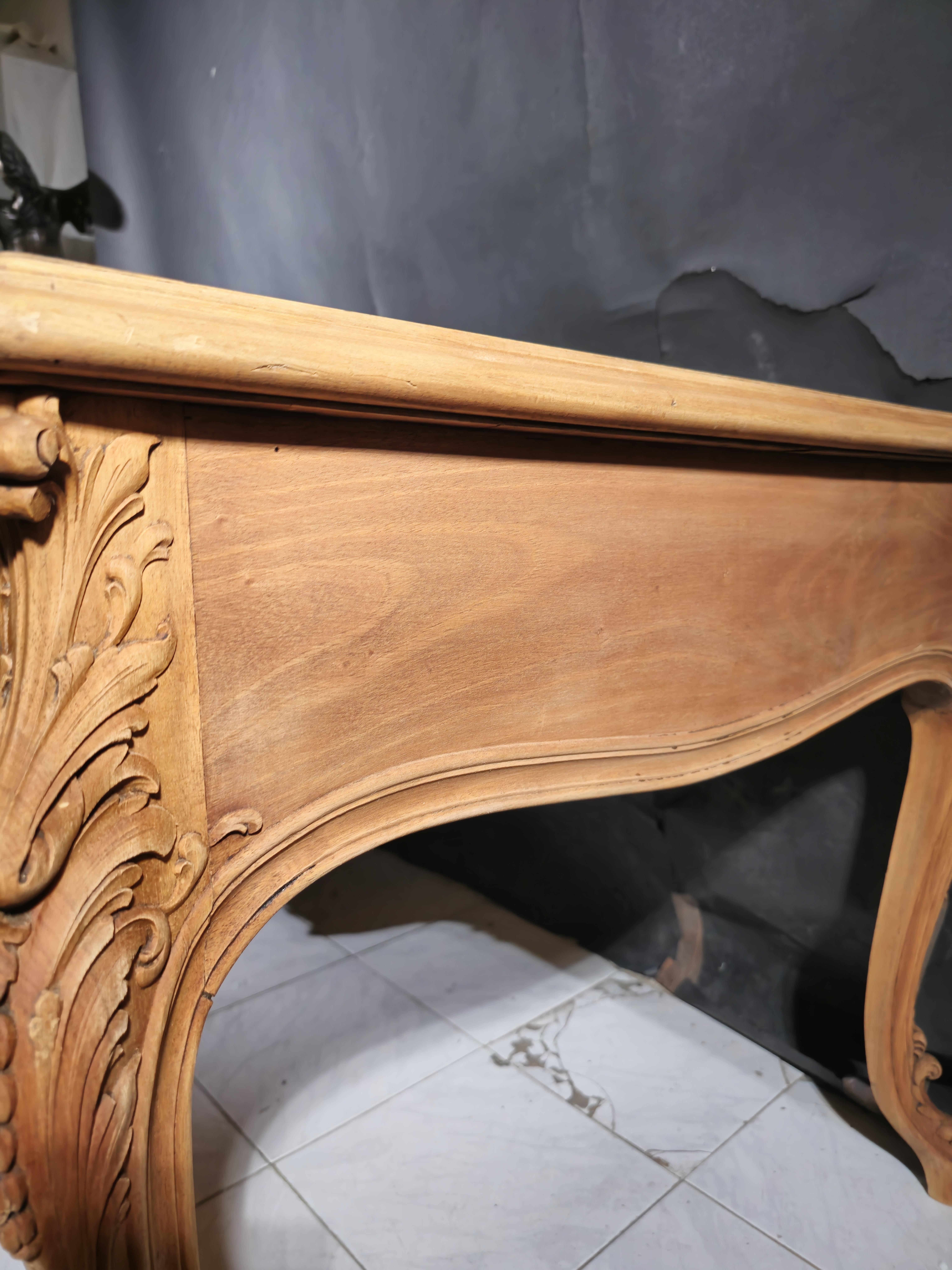 Elegant 19th Century French Desk – Solid Fruitwood with Bronze Accents For Sale 6
