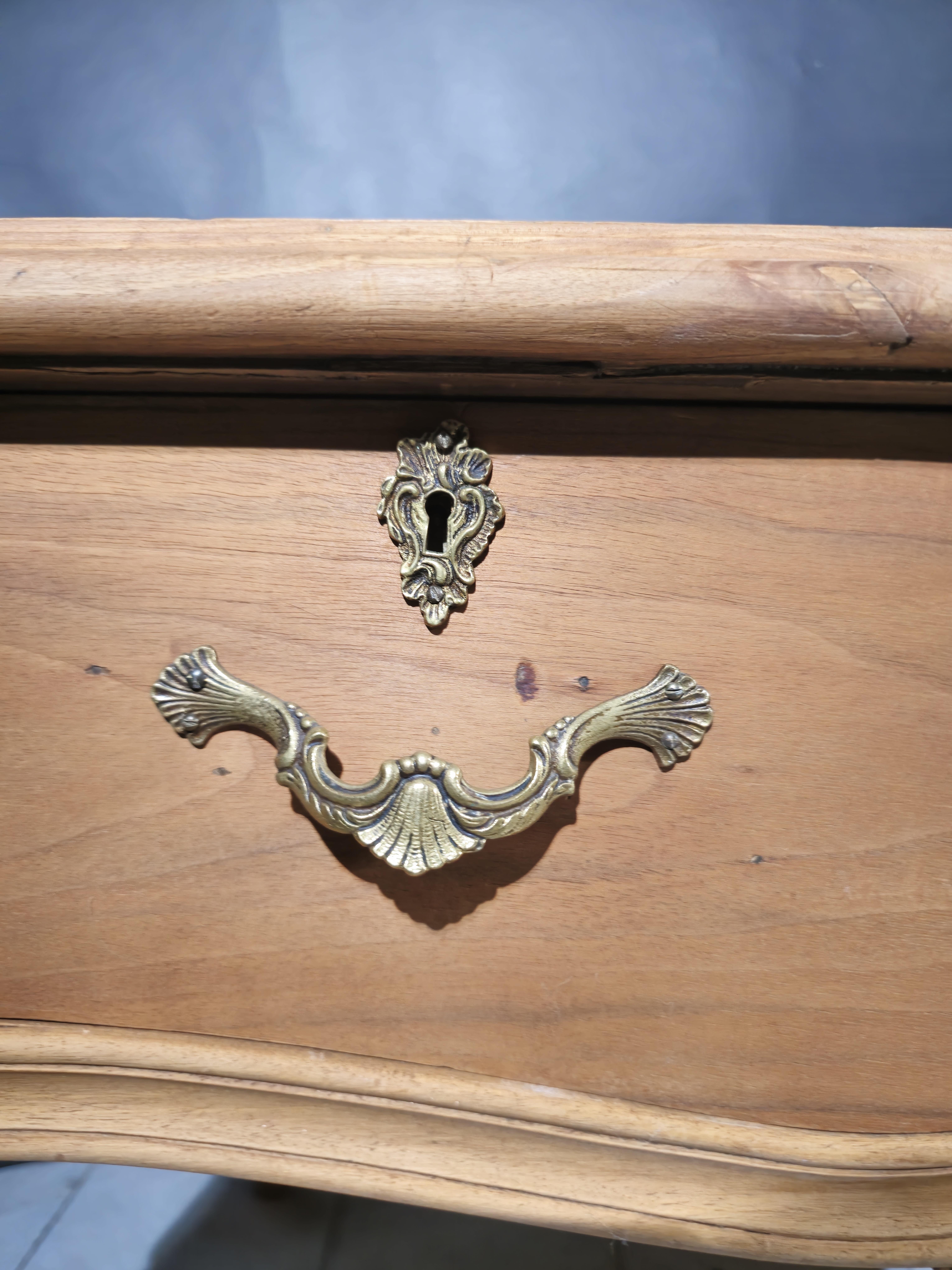 Elegant 19th Century French Desk – Solid Fruitwood with Bronze Accents For Sale 7