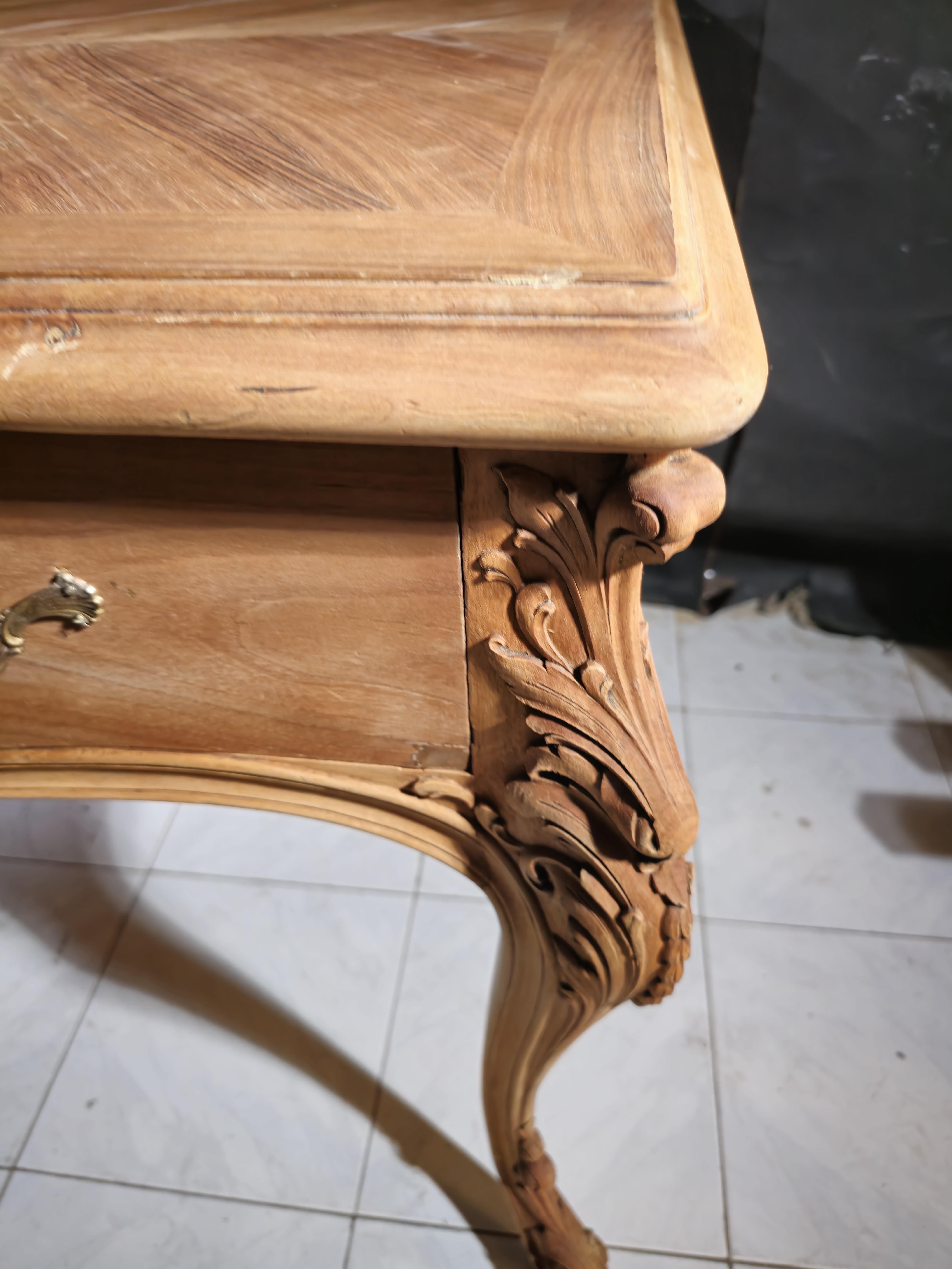 Elegant 19th Century French Desk – Solid Fruitwood with Bronze Accents For Sale 4