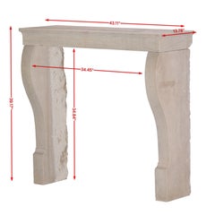 Elegant 19th Century French Limestone Fireplace Surround