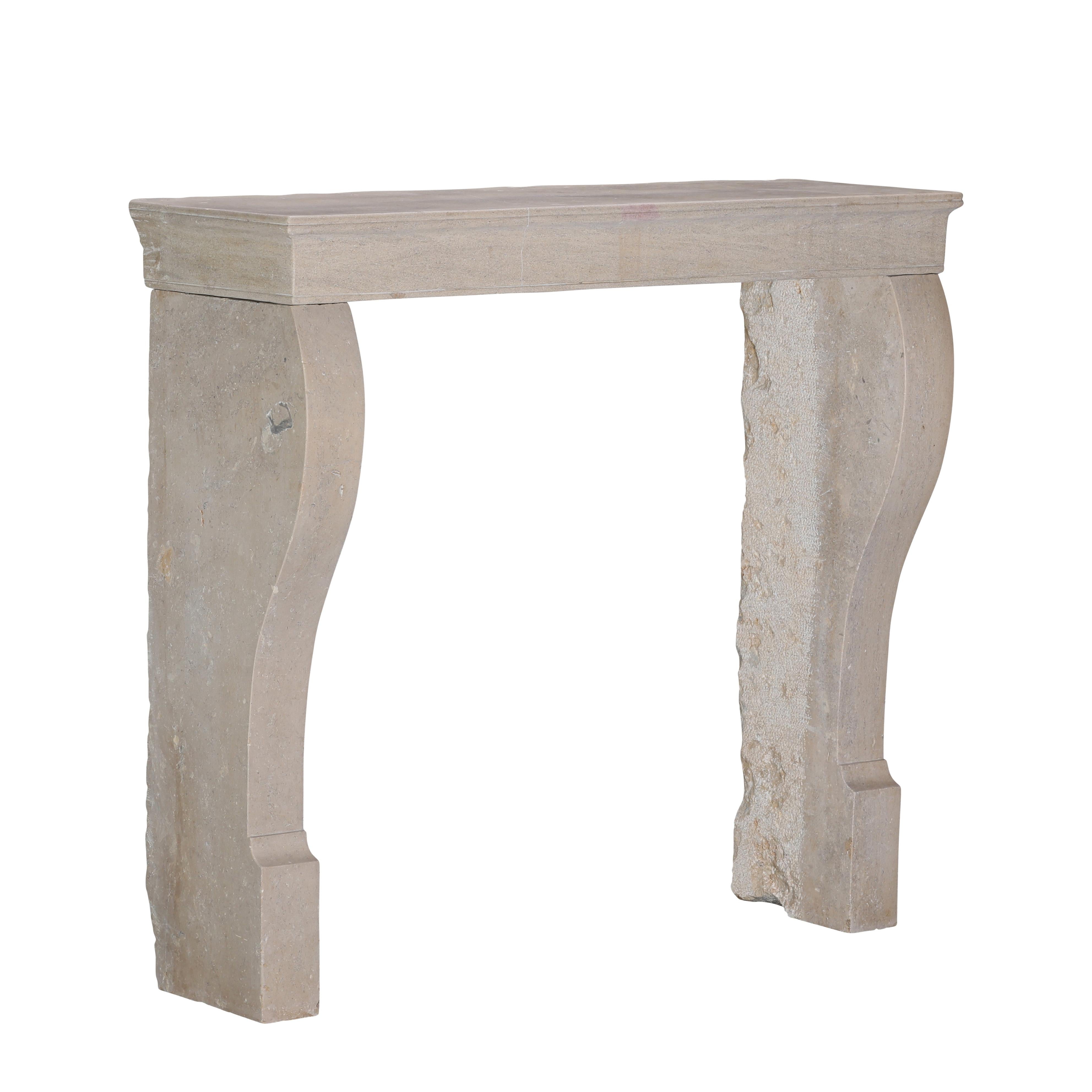 Elegante cornice per caminetto in pietra calcarea francese del XIX secolo in vendita 1