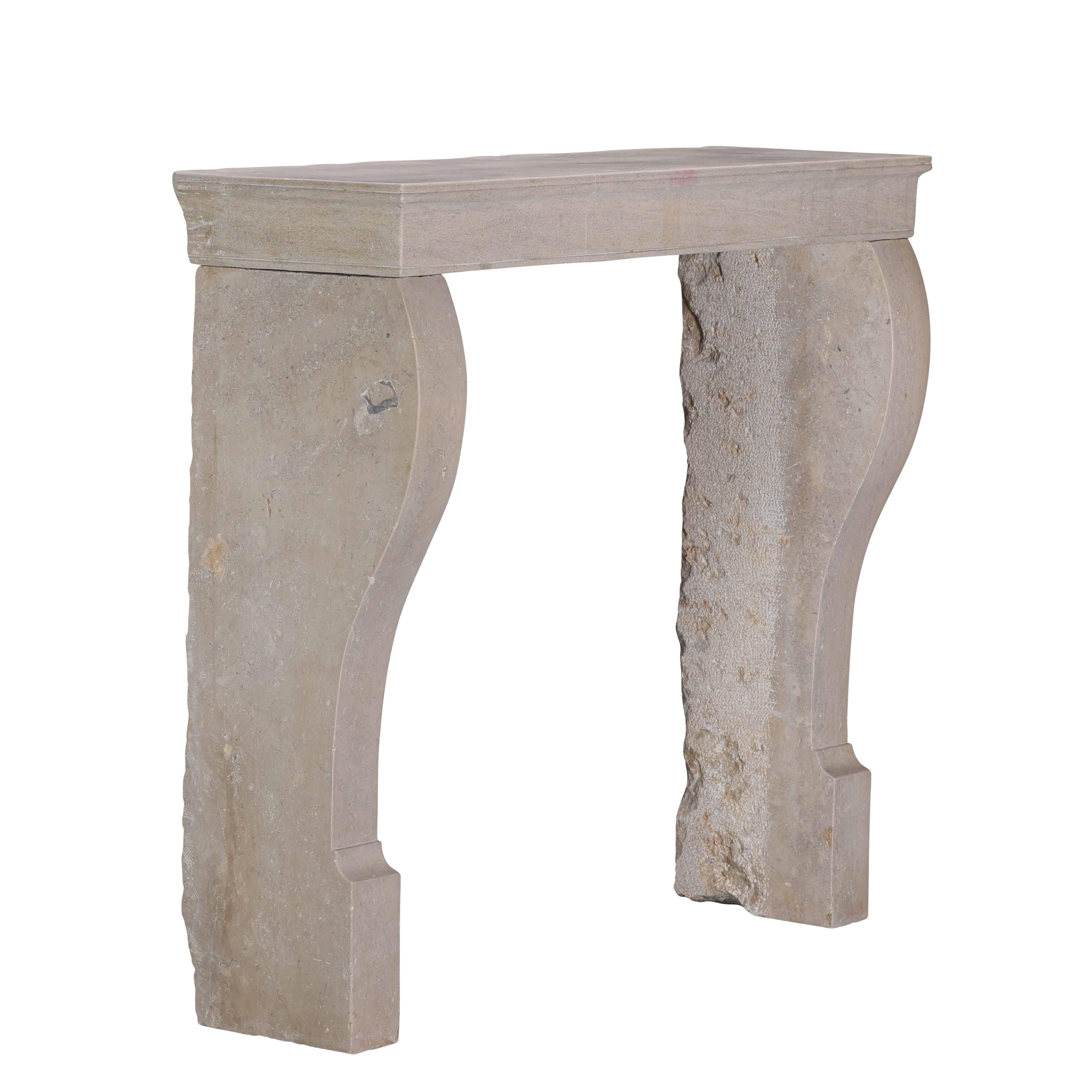 Elegante cornice per caminetto in pietra calcarea francese del XIX secolo in vendita 2