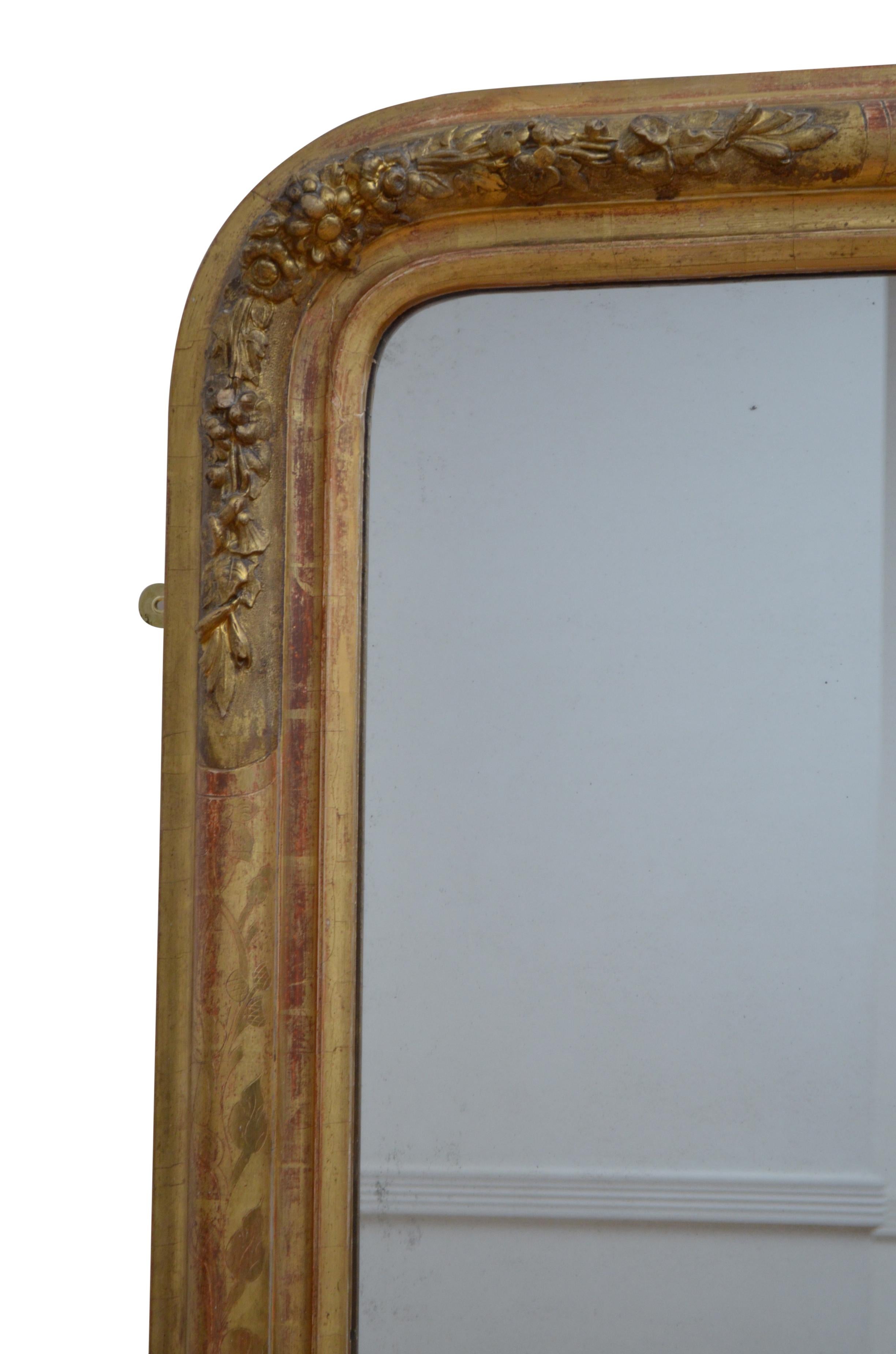 Gold Leaf Elegant 19th Century Gilded Pier Mirror