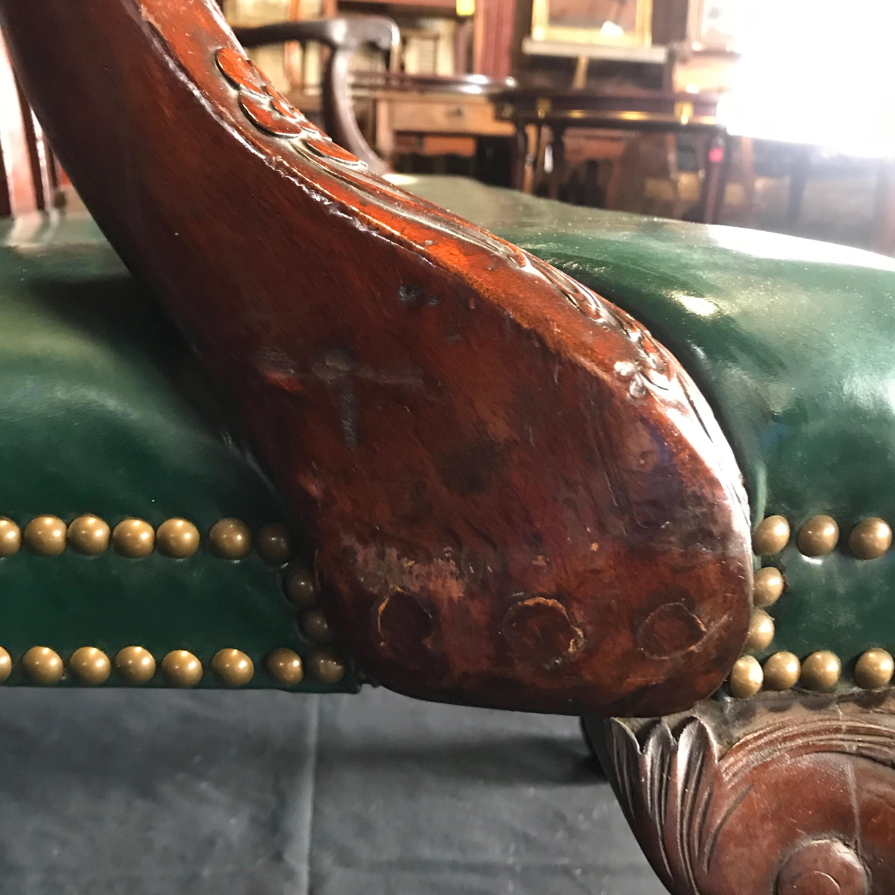 Elegant 19th Century Irish Georgian Mahogany and Leather Sofa Settee 5