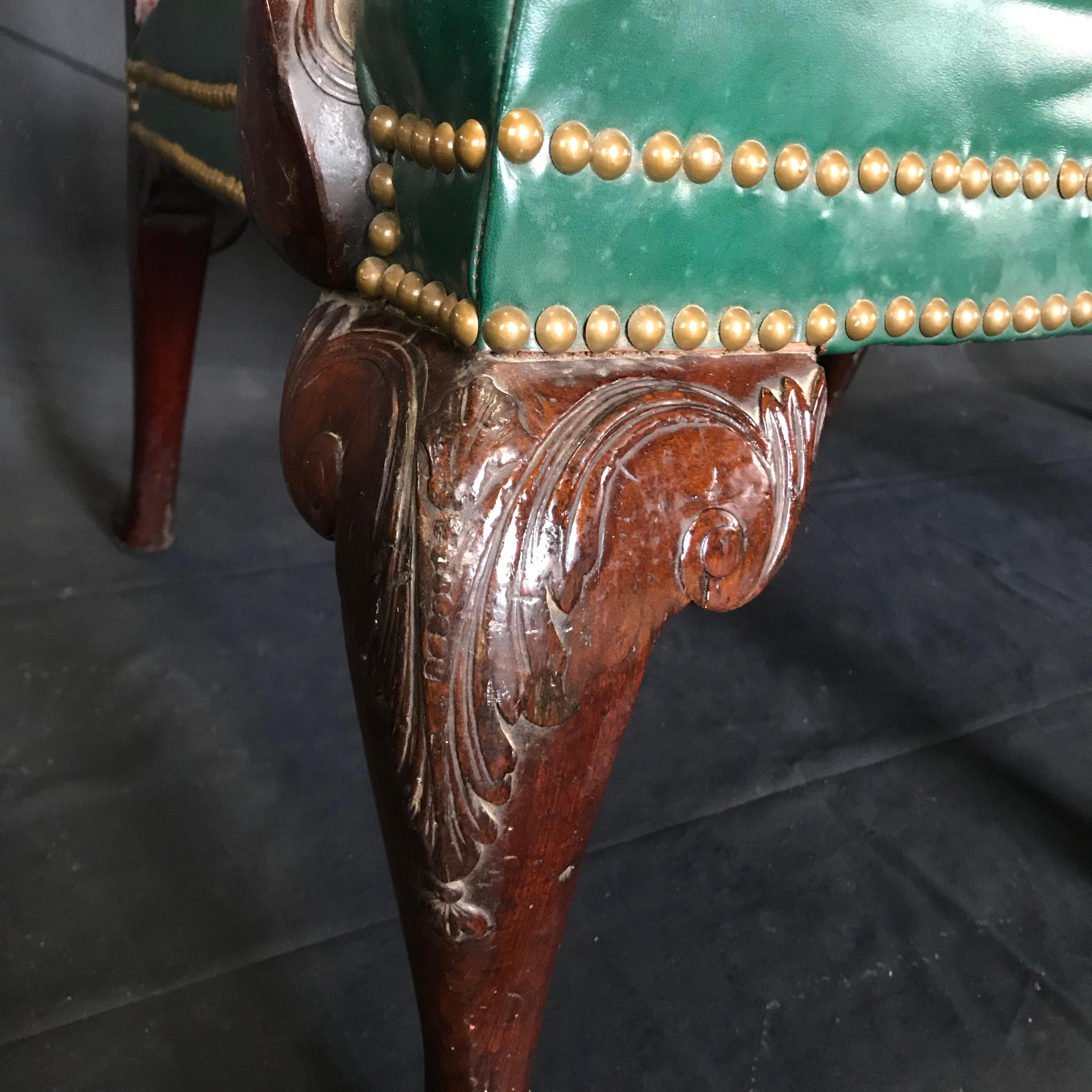 Elegant 19th Century Irish Georgian Mahogany and Leather Sofa Settee 6
