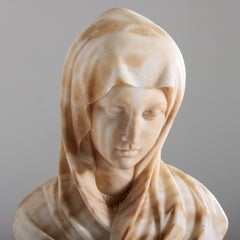Elegant 19th Century Italian Alabaster Bust Vestal Virgin