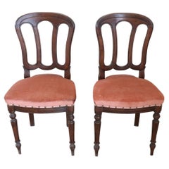 Elegant 19th Century Italian Antique Pair of Chairs with Velvet Seat