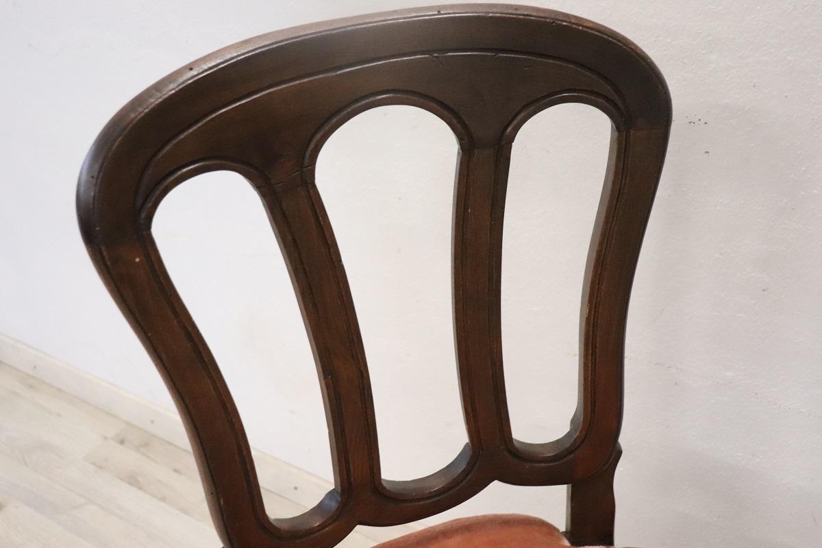 Elegant 19th Century Italian Antique Single Chair with Velvet Seat For Sale 2