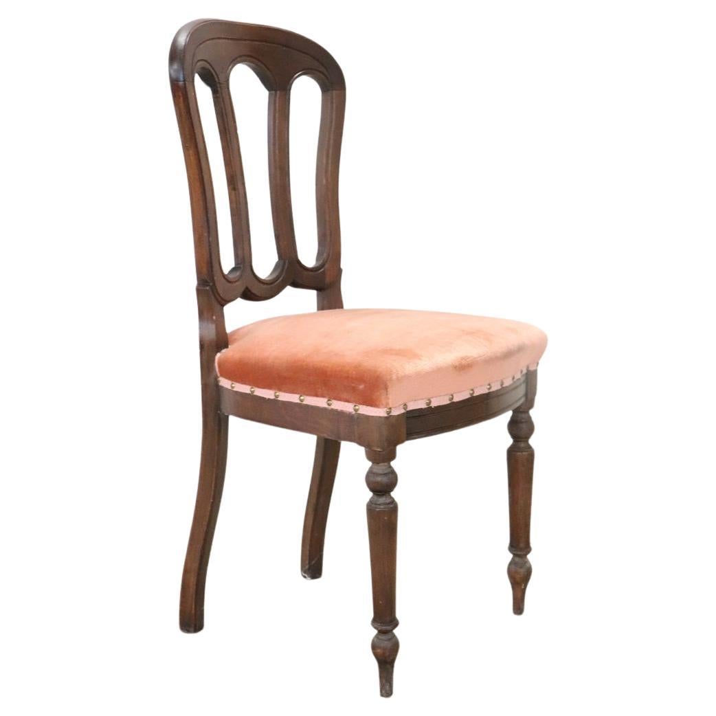 Elegant 19th Century Italian Antique Single Chair with Velvet Seat