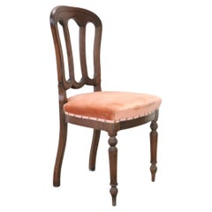 Élégante chaise italienne ancienne du 19ème siècle avec assise en velours