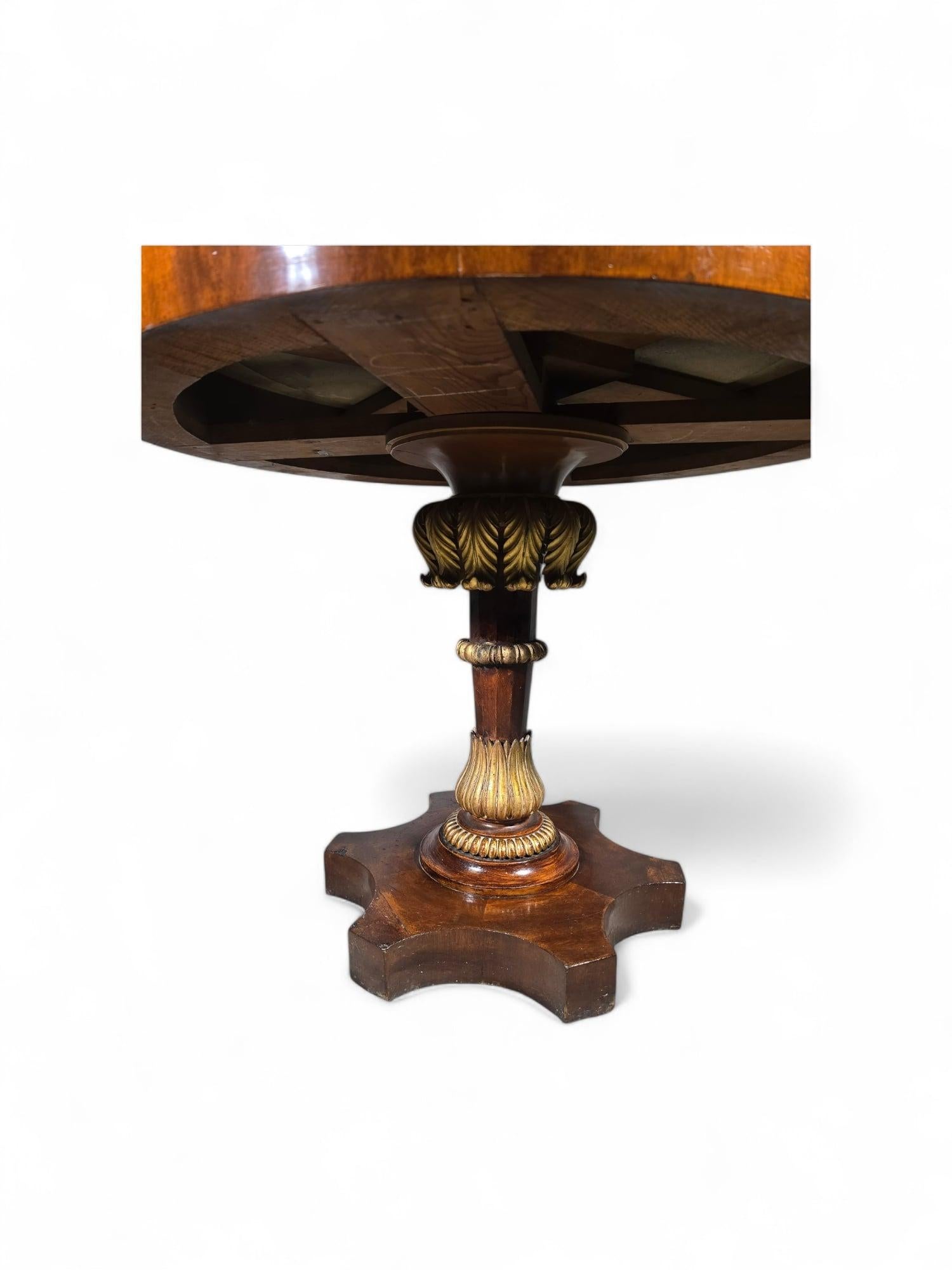 Elegant 19th-Century Italian Round Center Table with Carrara Marble Top For Sale 11