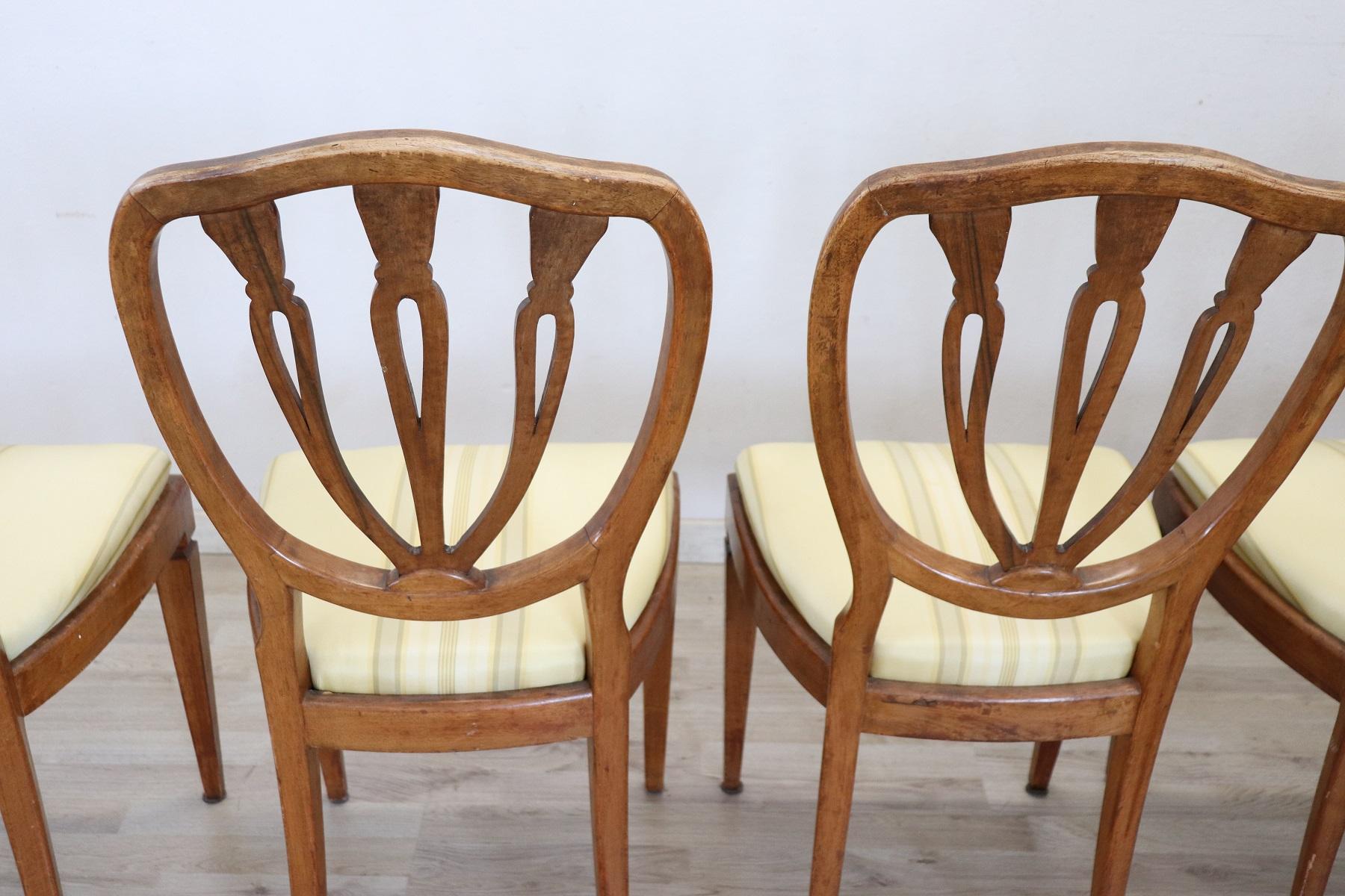 Elegant 19th Century Italian Walnut Antique Dining Room Chairs, Set of Eight 10