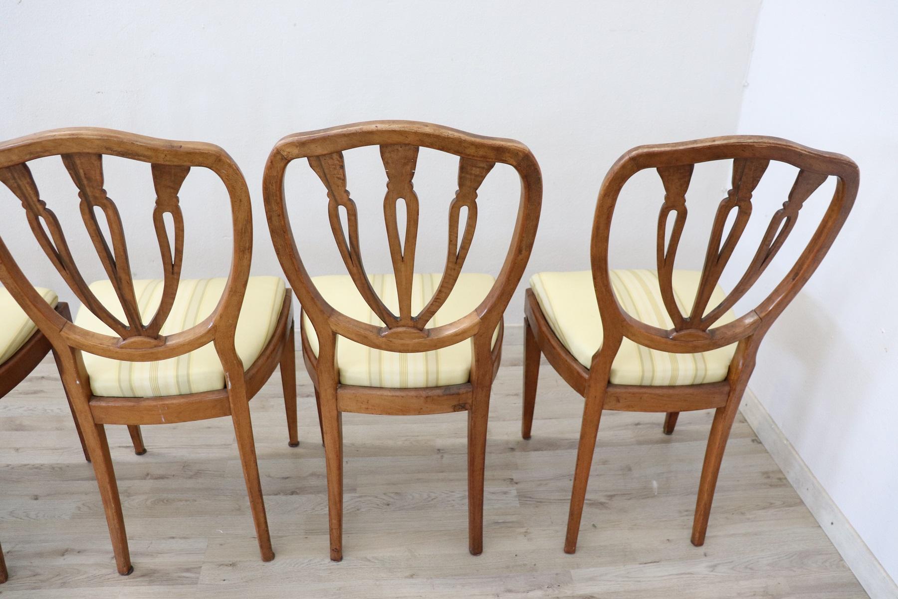 Elegant 19th Century Italian Walnut Antique Dining Room Chairs, Set of Eight 11
