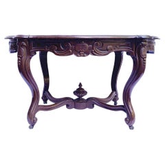 Elegant 19th Century Louis Philippe Parlor Table — Finely Carved Hardwood