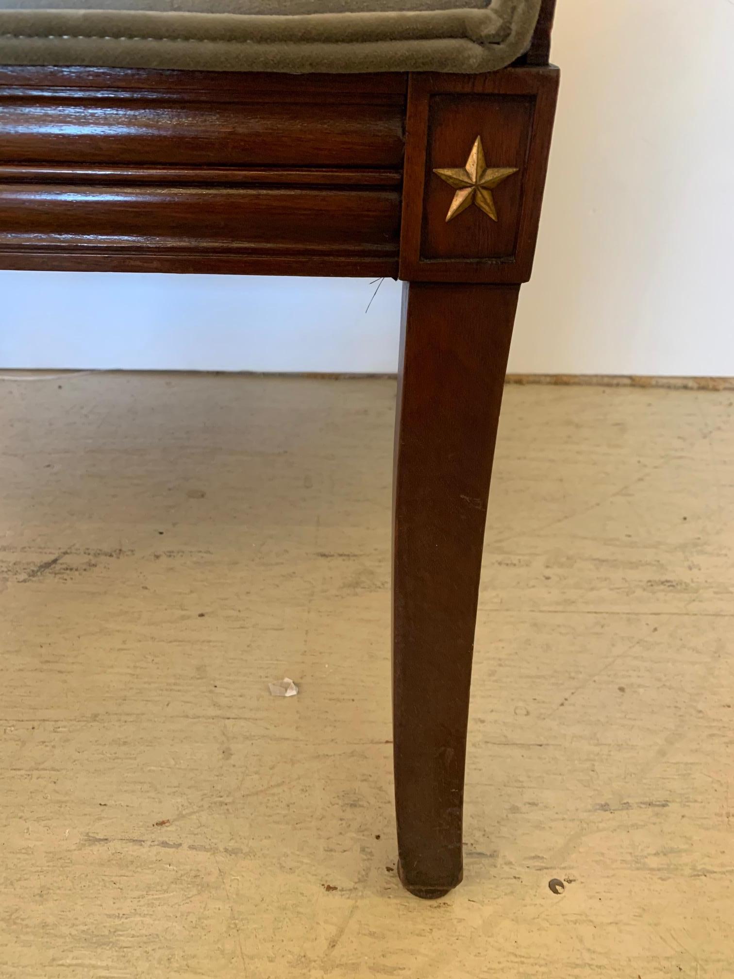Elegant 19th Century Mahogany Neoclassical Regency Style Arm Chair with Stars For Sale 6
