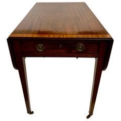 Elegant 19th Century Mahogany and Satinwood Pembroke Drop Leaf Side Table