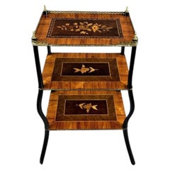 Elegant 19th Century Napoleon III Marquetry Shelf in Veneered Wood