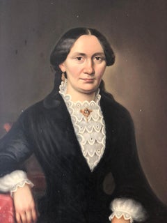 Elegant 19th century oil painting of a German lady (ca. 1840)