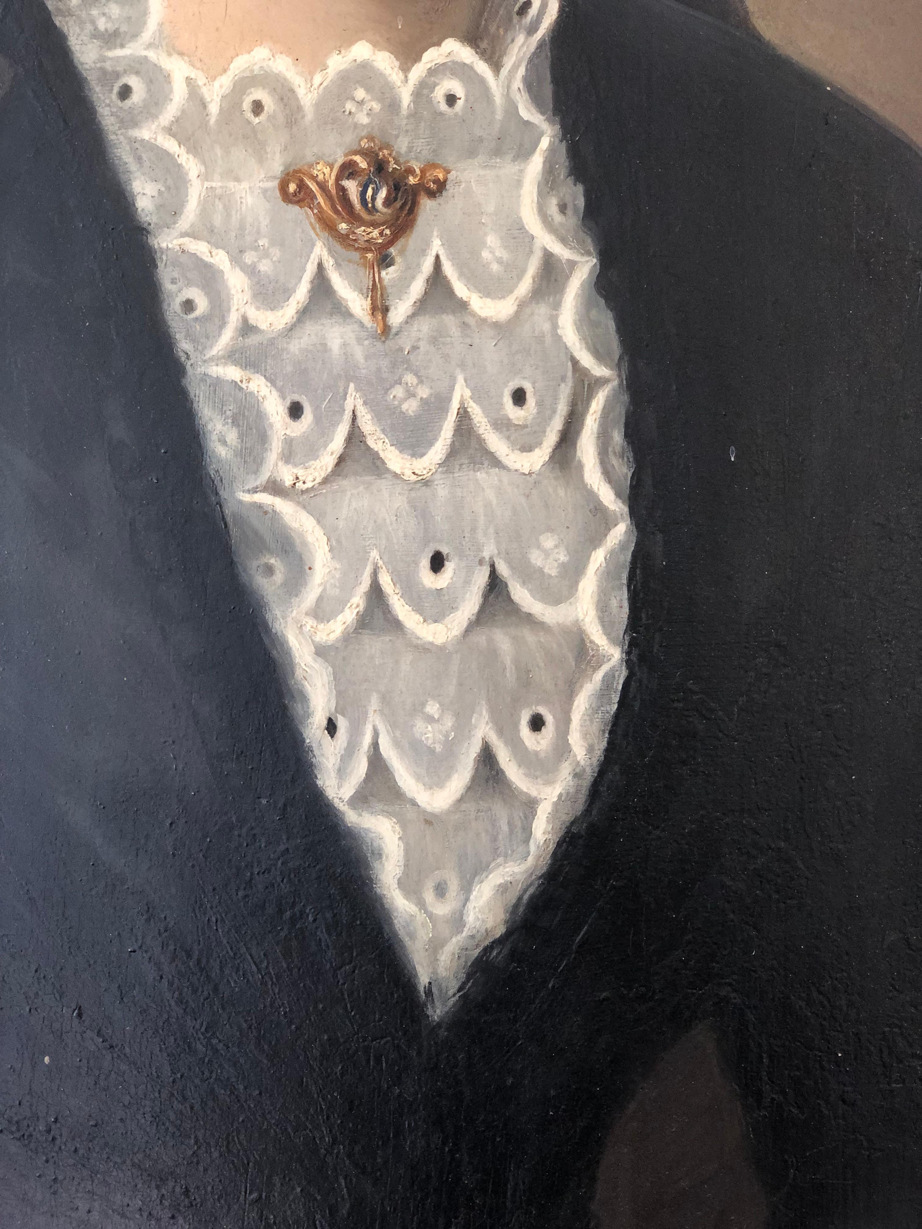 Elegante óleo del siglo XIX de una dama alemana (h. 1840) en Bueno estado para la venta en Sakskøbing, DK