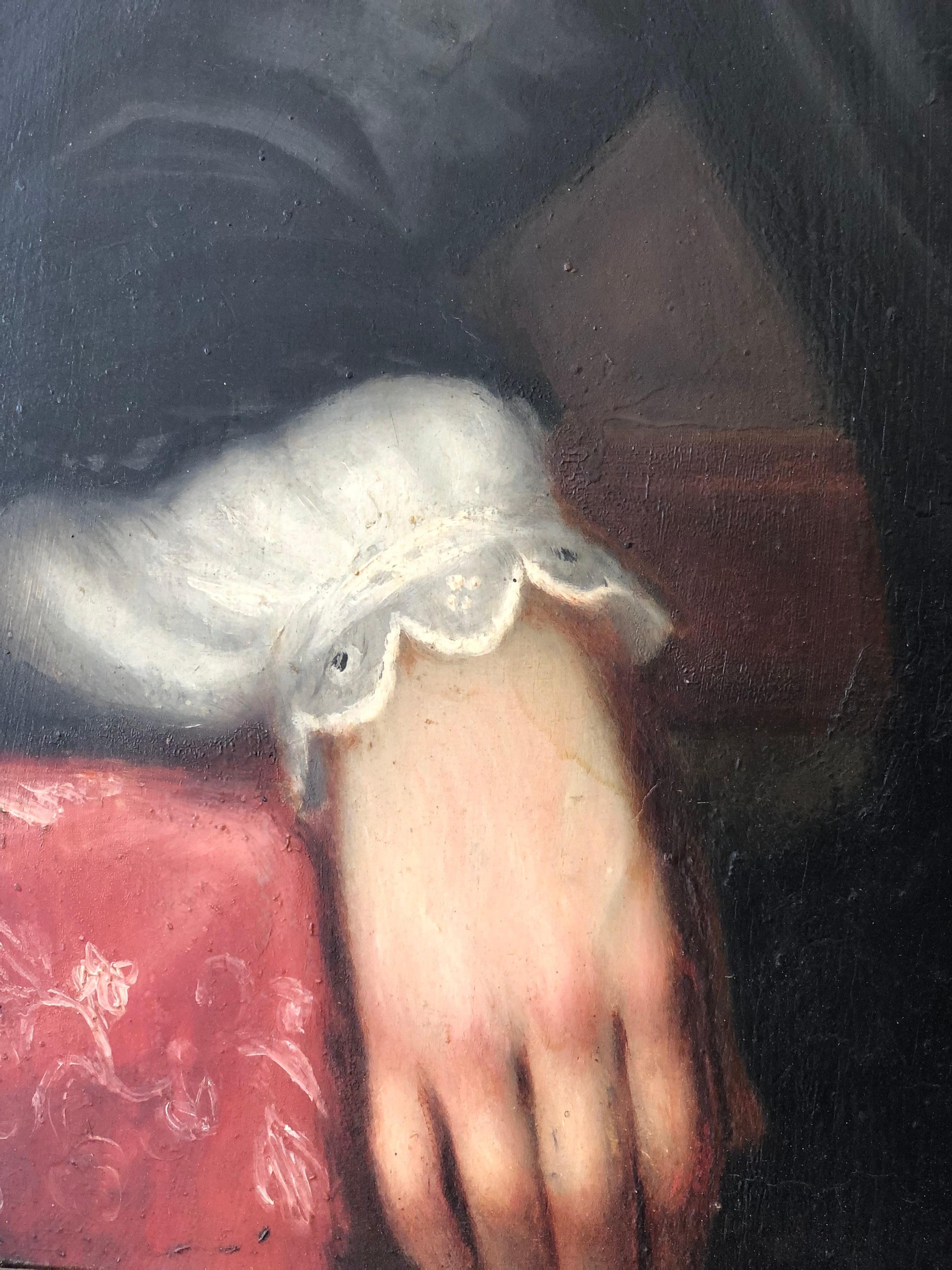Elegante óleo del siglo XIX de una dama alemana (h. 1840) Lienzo en venta