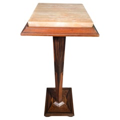 Elegant 19th-Century Pedestal in Exotic Wood and Onyx