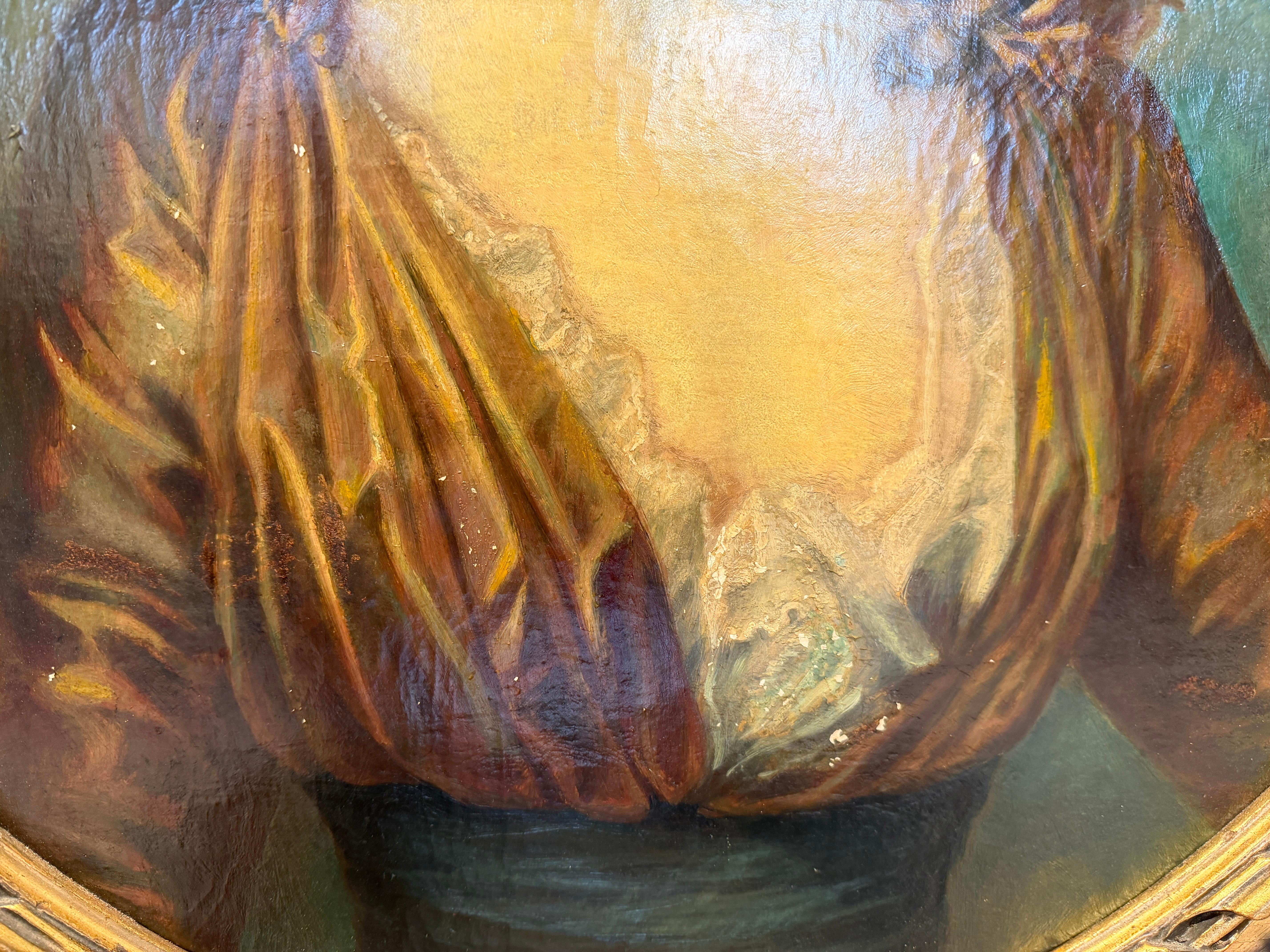 Elegant 19th-Century Portrait of an Aristocratic Lady Magnificent Carved gilt im Angebot 5