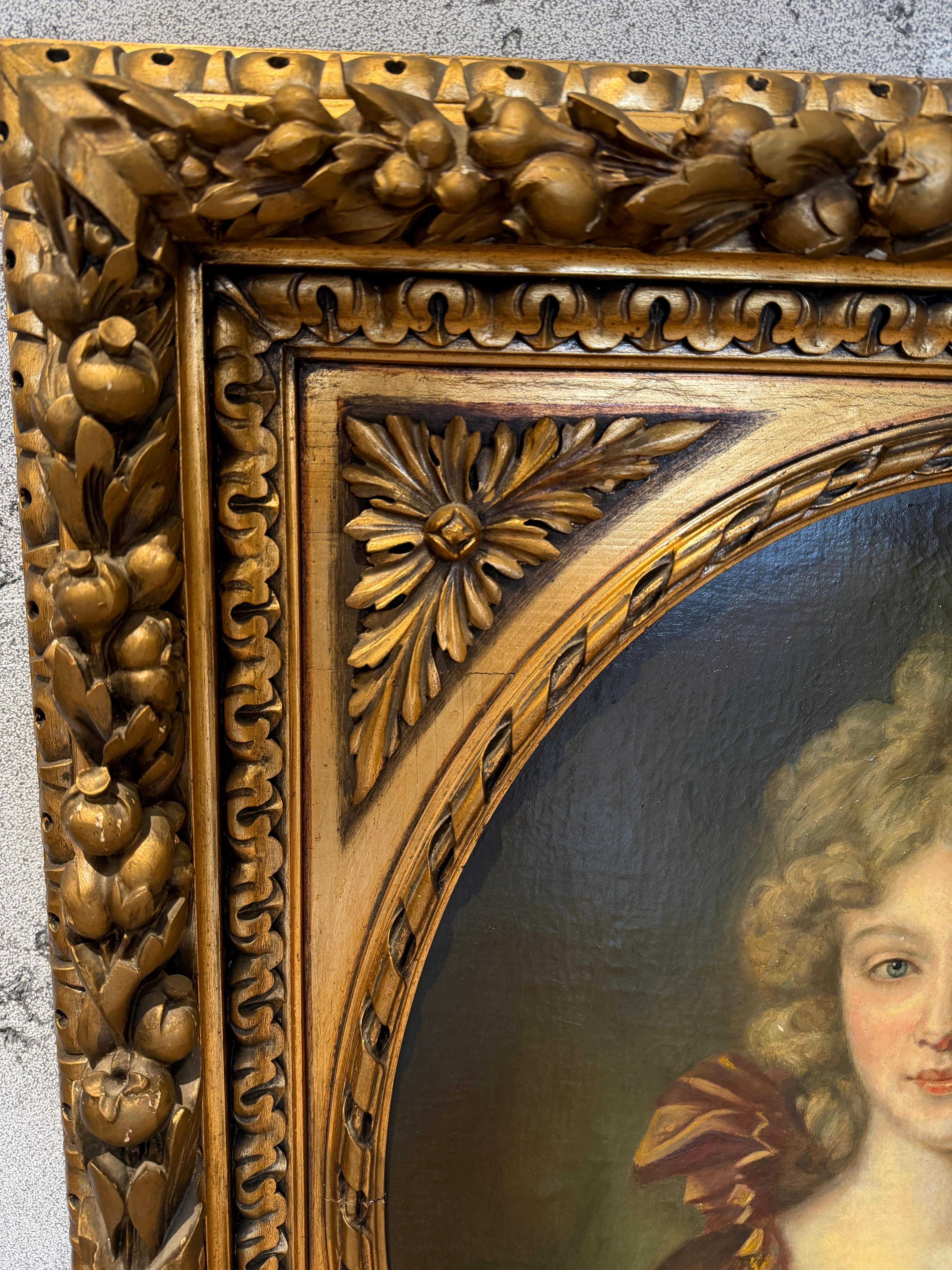 Elegant 19th-Century Portrait of an Aristocratic Lady Magnificent Carved gilt im Zustand „Gut“ im Angebot in Berlin, DE
