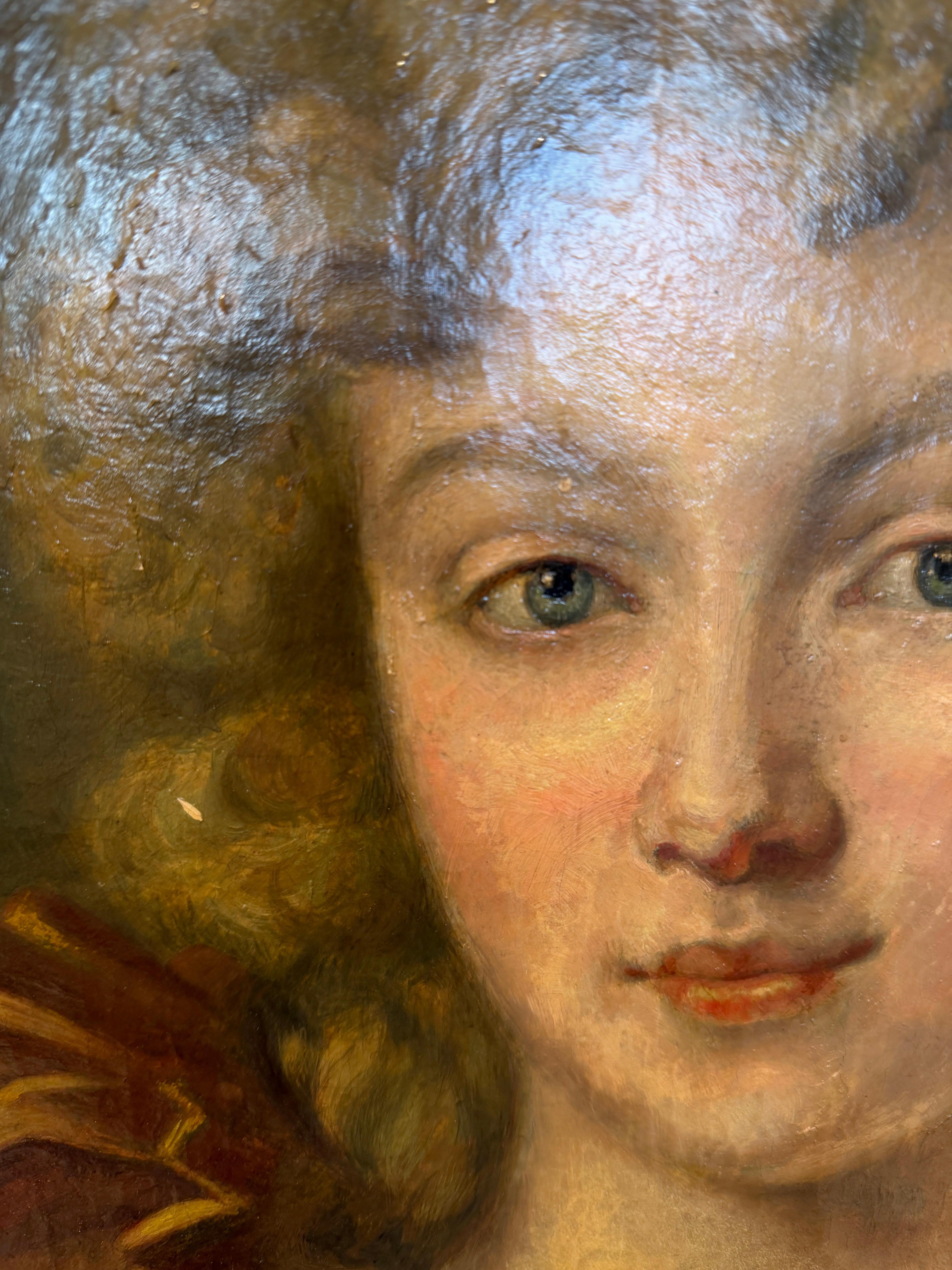 Elegant 19th-Century Portrait of an Aristocratic Lady Magnificent Carved gilt im Angebot 1