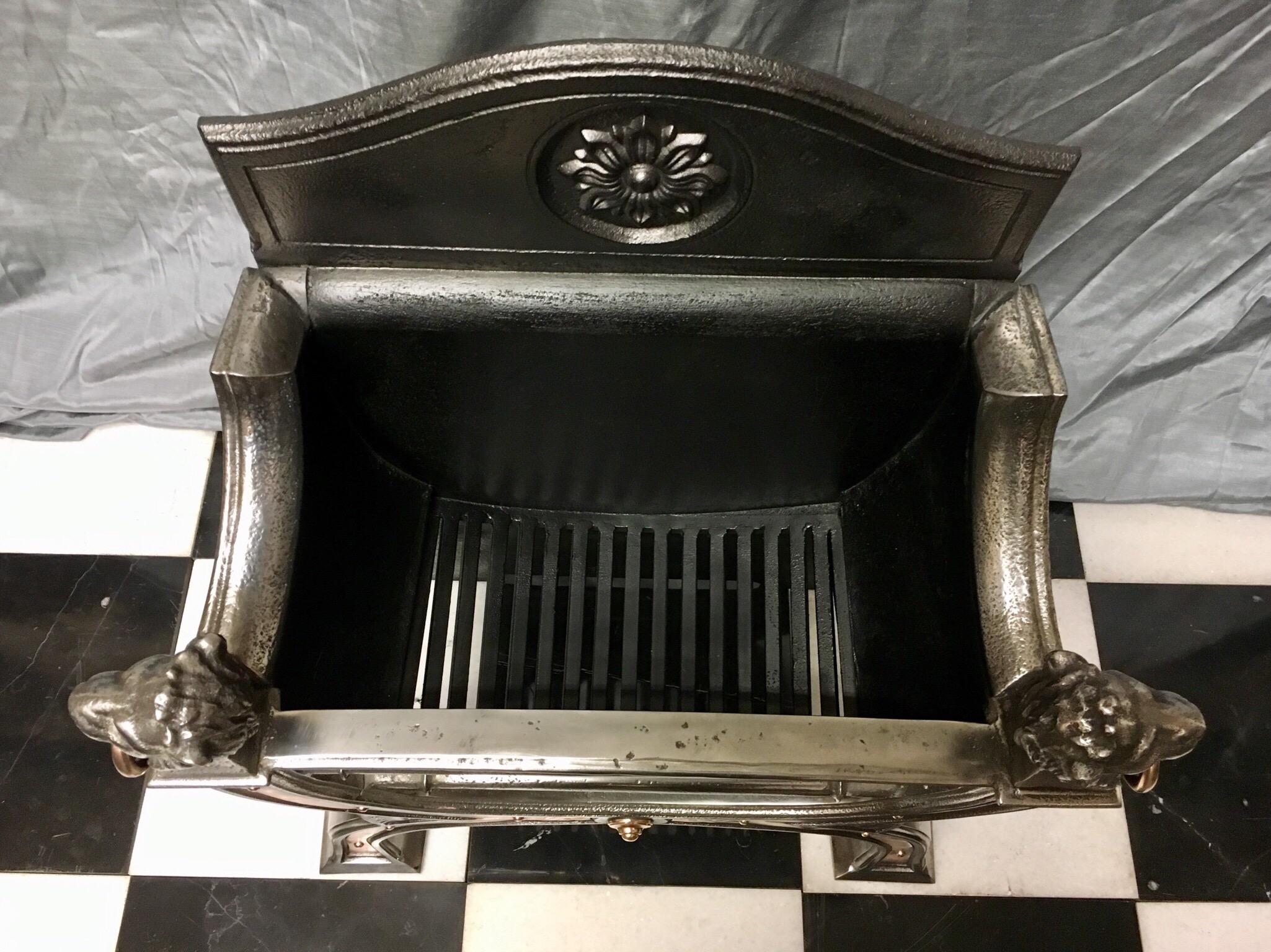 Elegant 19th Century Regency Polished Cast Iron and Bronze Fire Grate In Good Condition For Sale In Edinburgh, GB