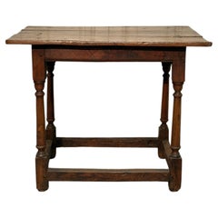 Elegant 19th-Century Solid Walnut Table with Turned Legs