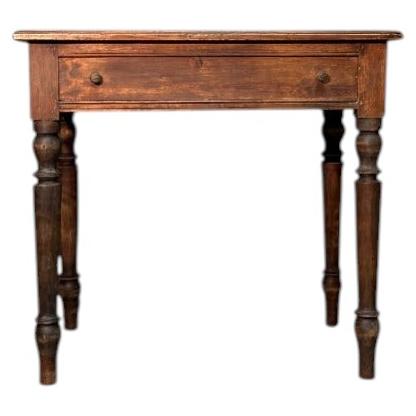 Elegant 19th-Century Solid Walnut Writing Desk with Turned Legs
