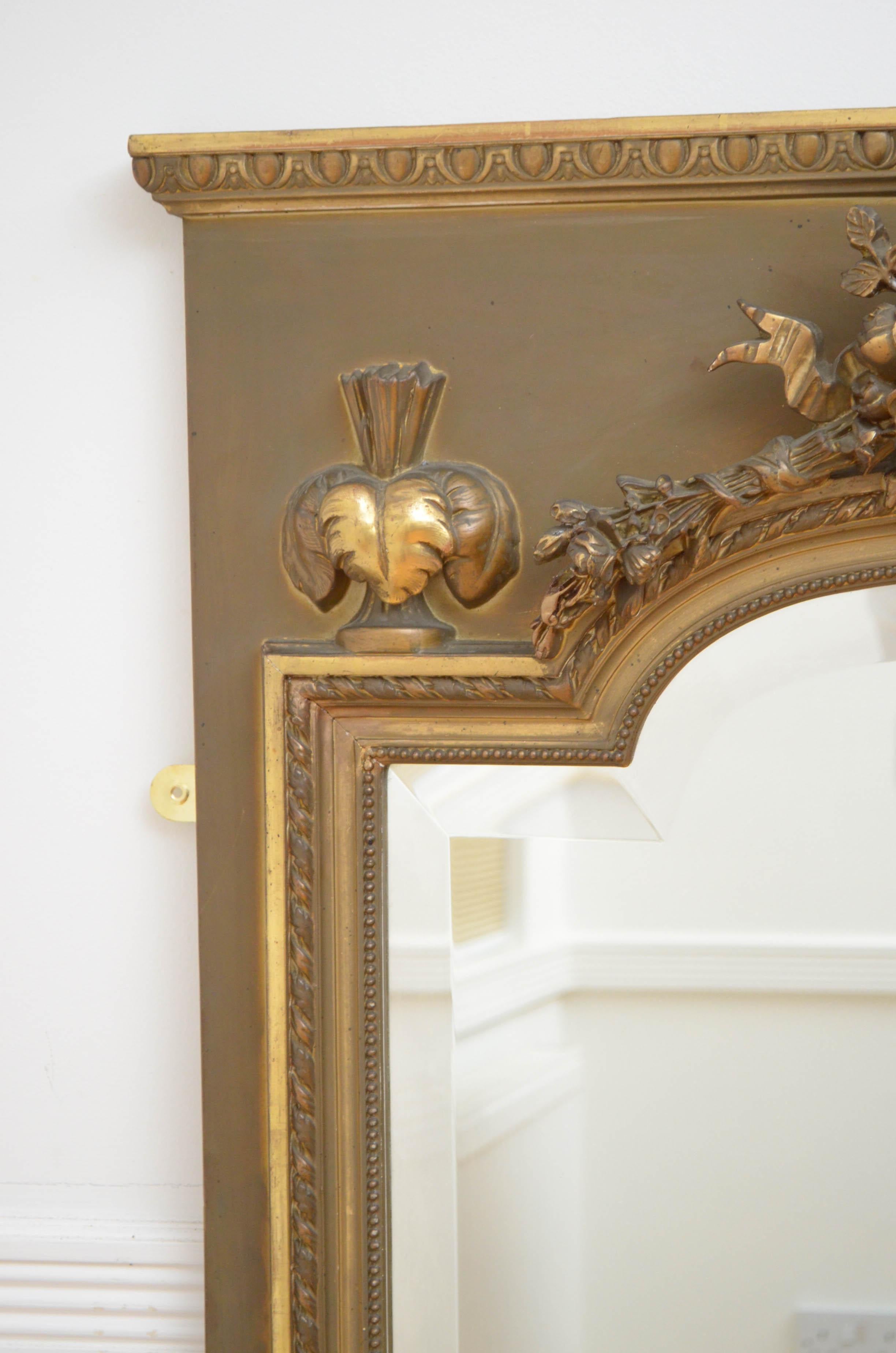 Elegant 19th Century Trumeau Mirror In Good Condition For Sale In Whaley Bridge, GB