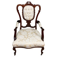 Elegant 19th Century Victorian Upholstered Antique Arm Chair