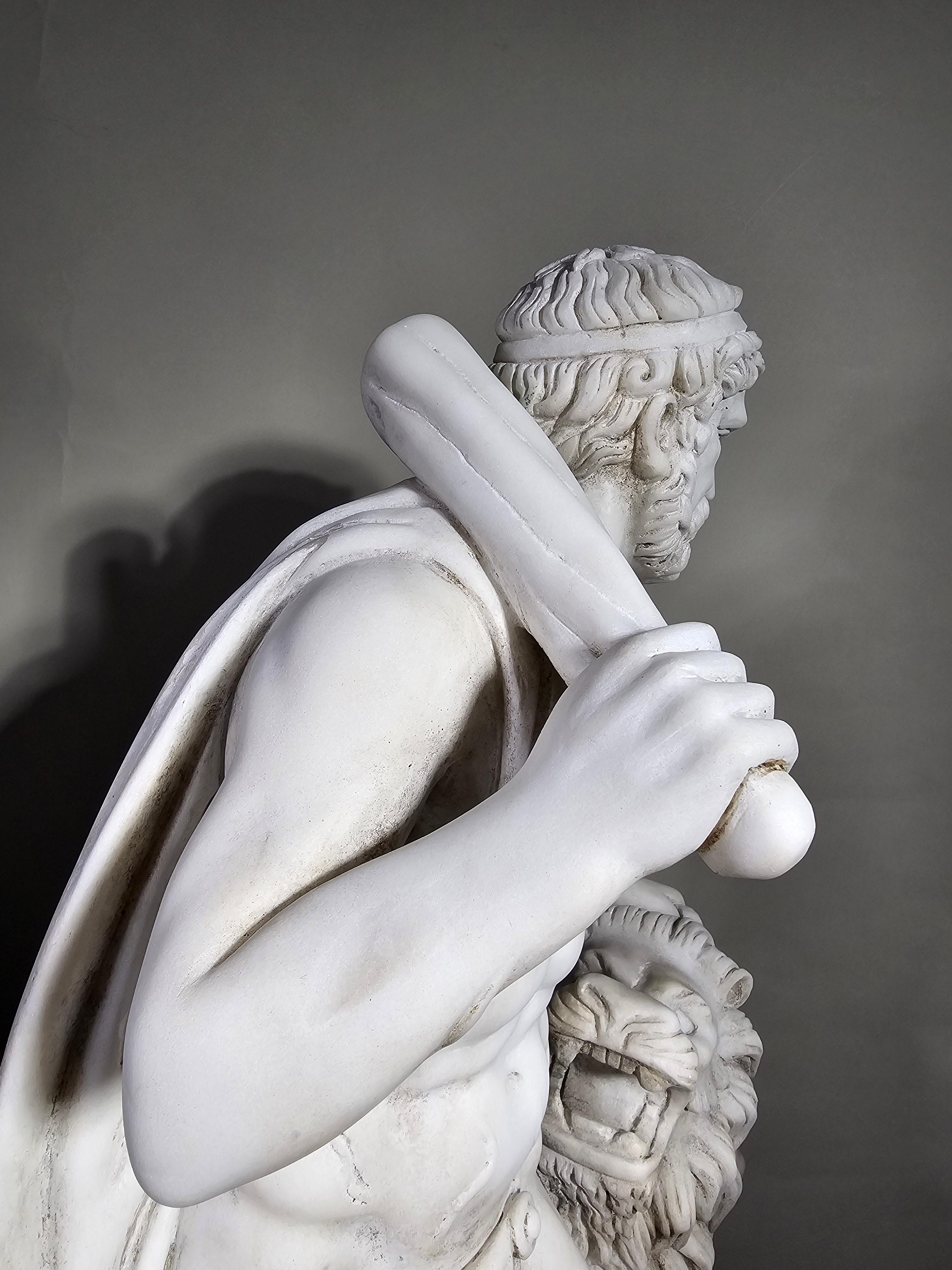 Elegant 19th Century White Carrara Marble Sculpture Depicting Hercules For Sale 6