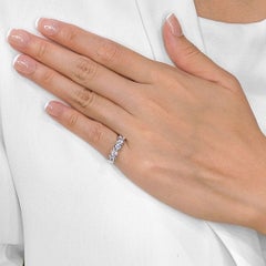 Elegant 1ct 5-stones Natural Diamond Ring in 18K White Gold