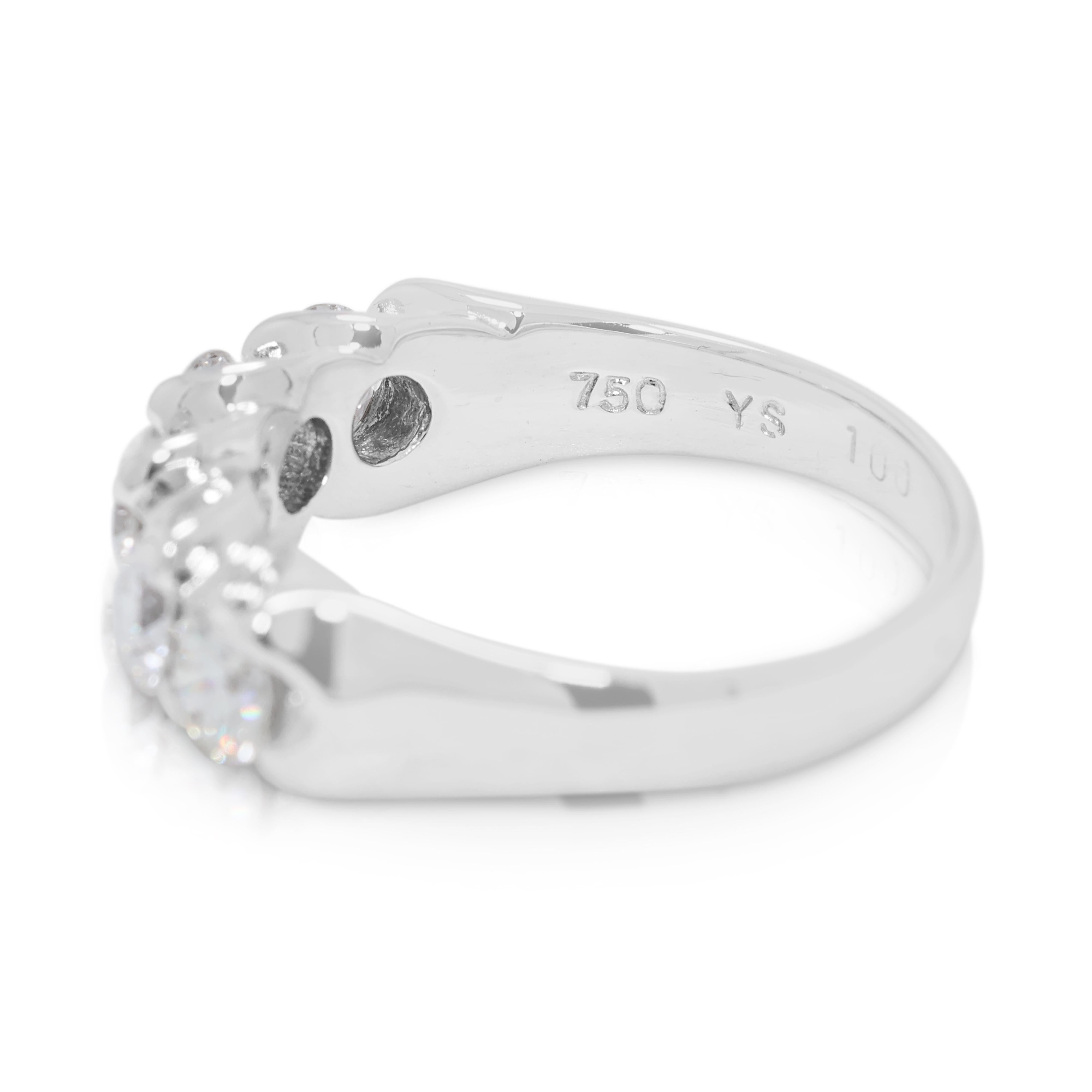 Eleganter 1ct 5-stones Natural Diamond Ring in 18K Weißgold (Rundschliff) im Angebot