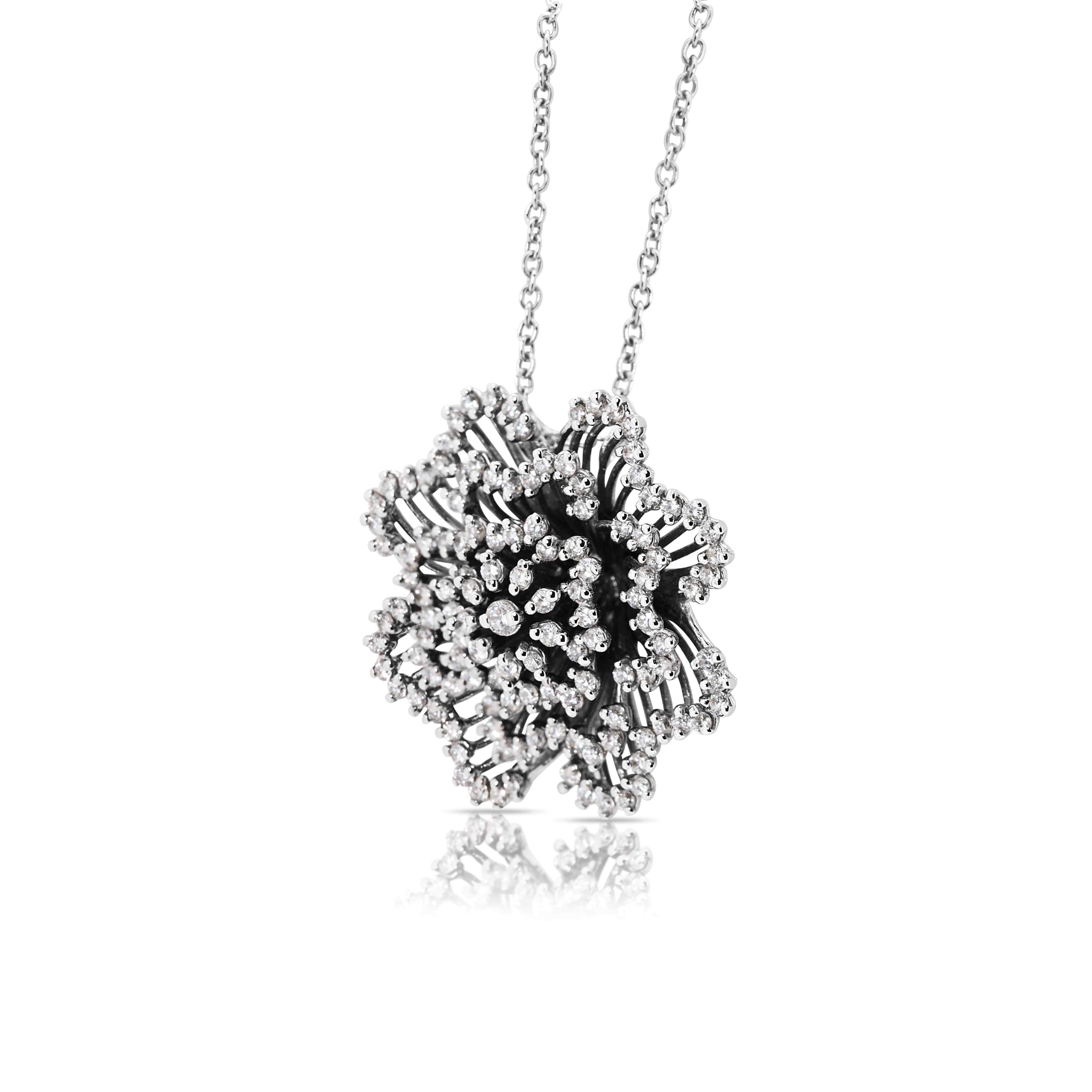Elegante collana di diamanti da 1 centesimo in oro bianco 18 carati In condizioni Nuovo in vendita a רמת גן, IL