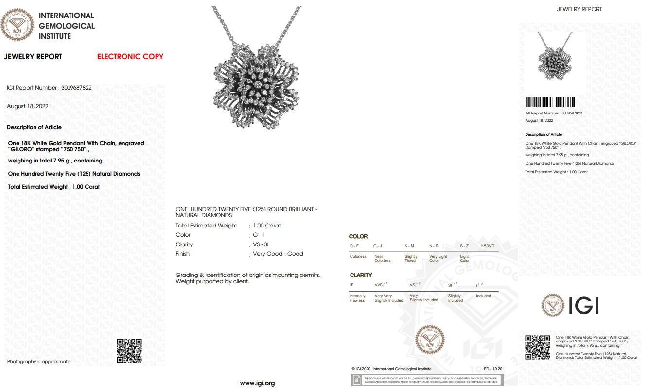 Donna Elegante collana di diamanti da 1 centesimo in oro bianco 18 carati in vendita