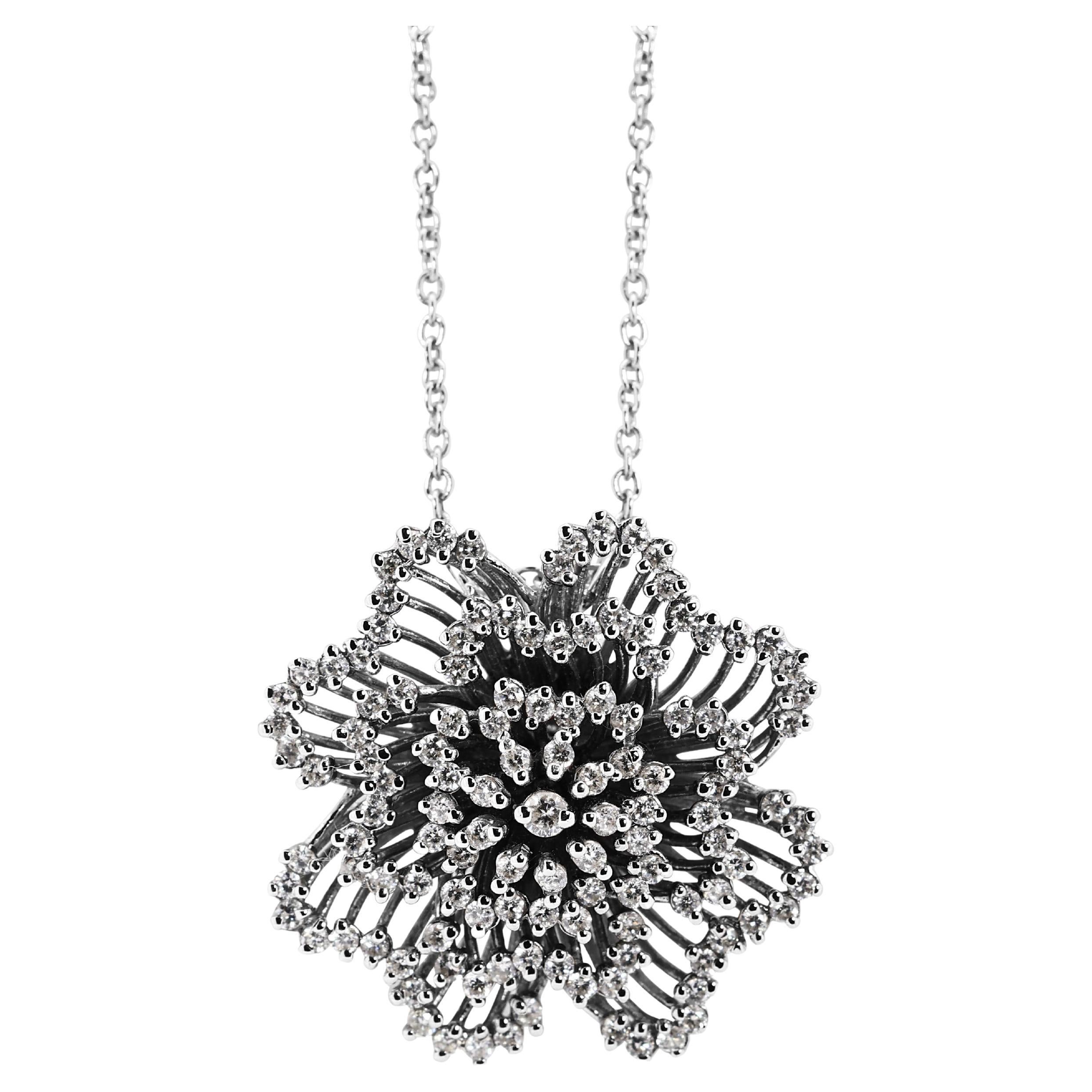 Elegant 1ct Diamond Necklace in 18K White Gold